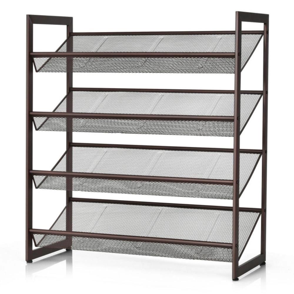 Hivvago 2/3/4 Tiers Flat and Slant Metal Shoe Rack for Entryway Hallway