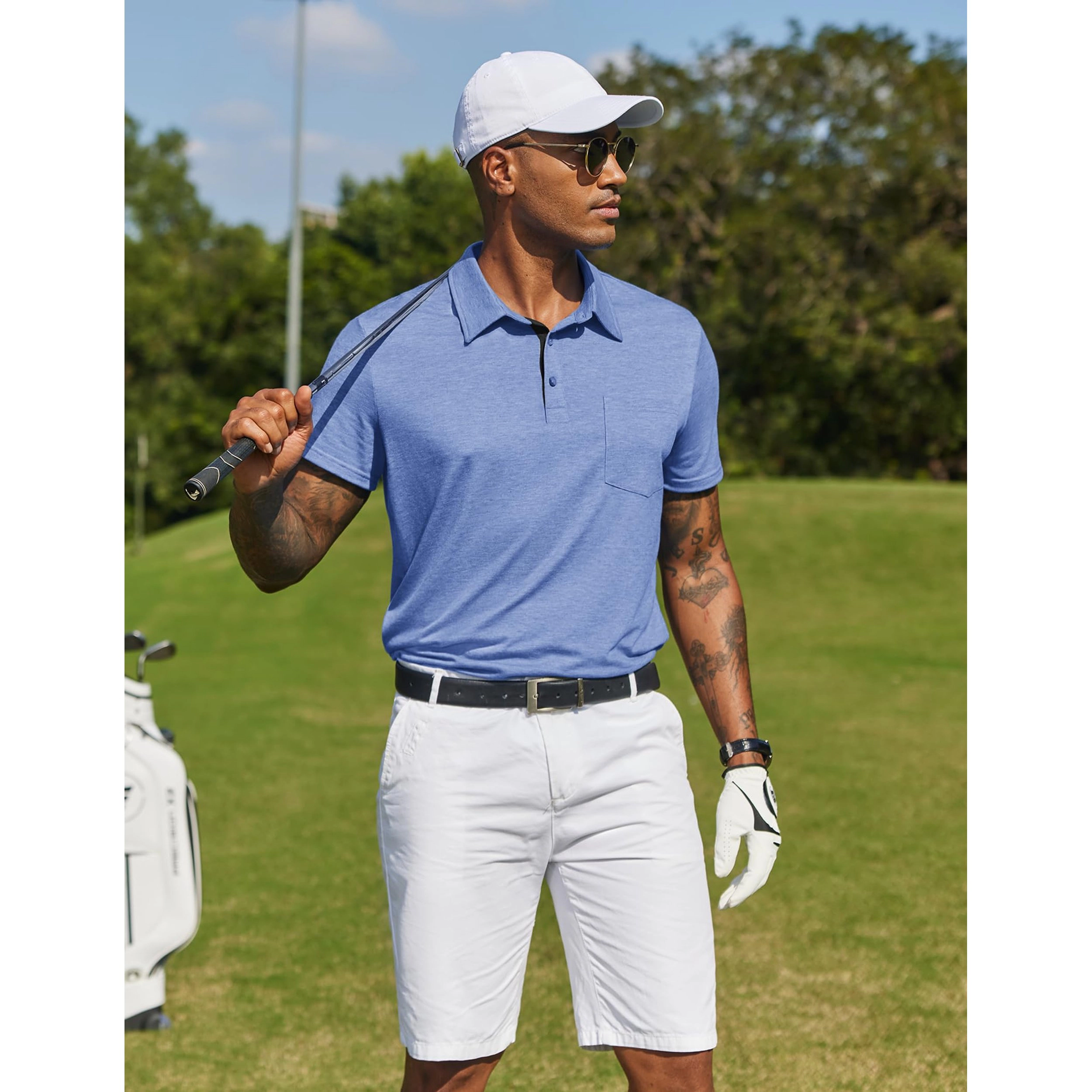 COOFANDY Men's Regular Fit Short Sleeve Collar Neck Polo Shirt