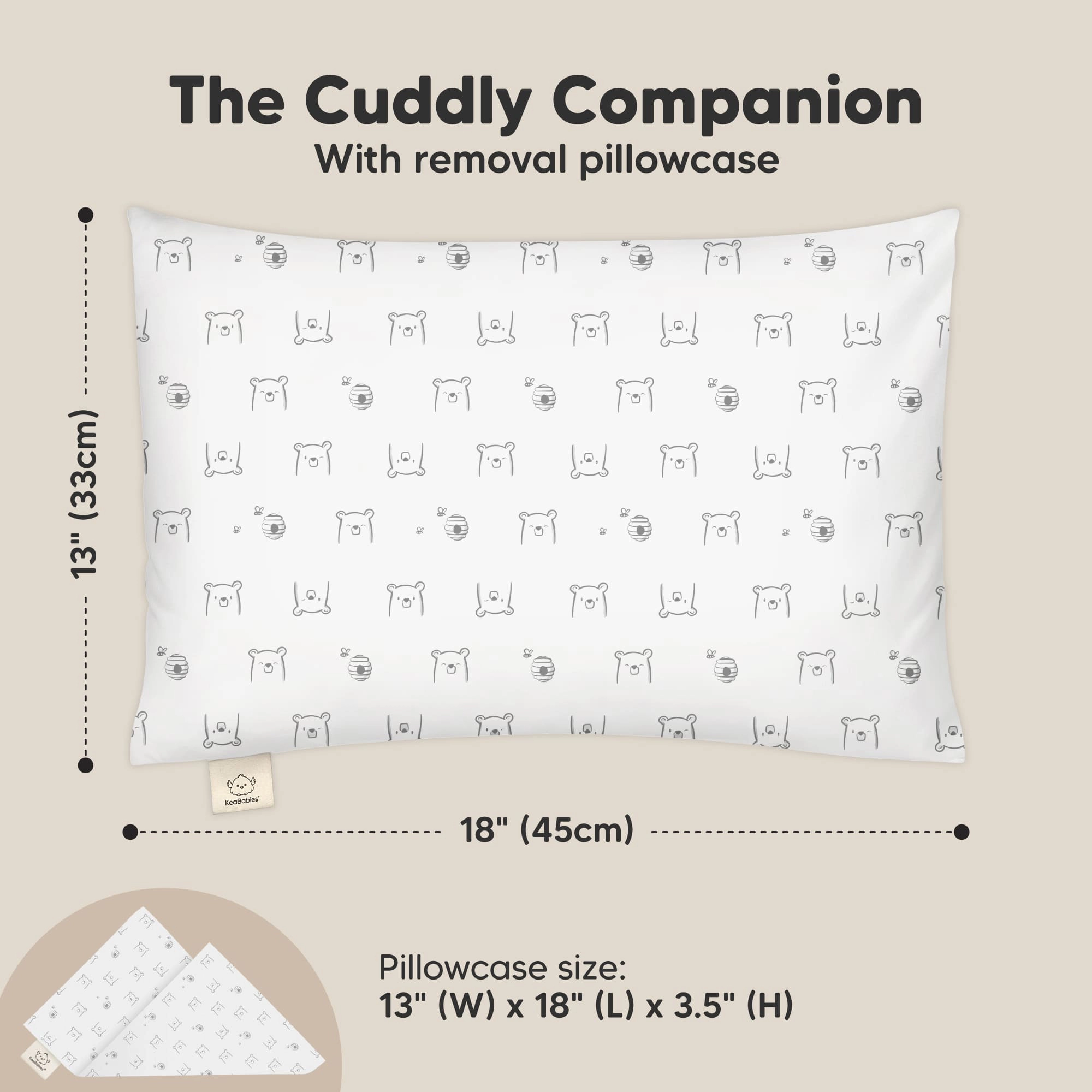 KeaBabies Cuddly Toddler Pillow with Pillowcase
