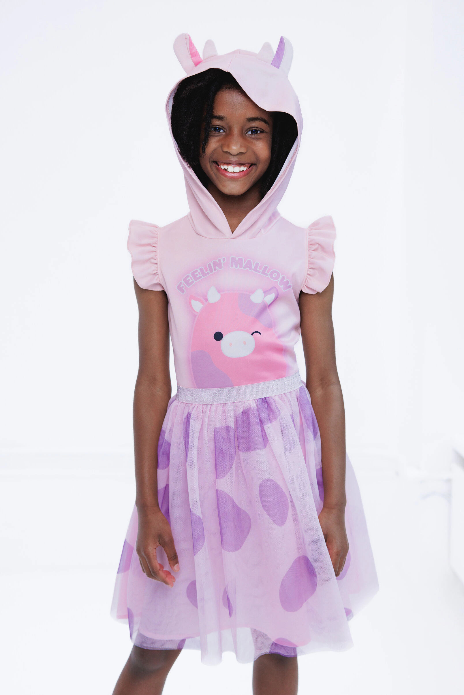 Squishmallows Patty the Cow Girls' Cosplay Hooded Tutu Dress