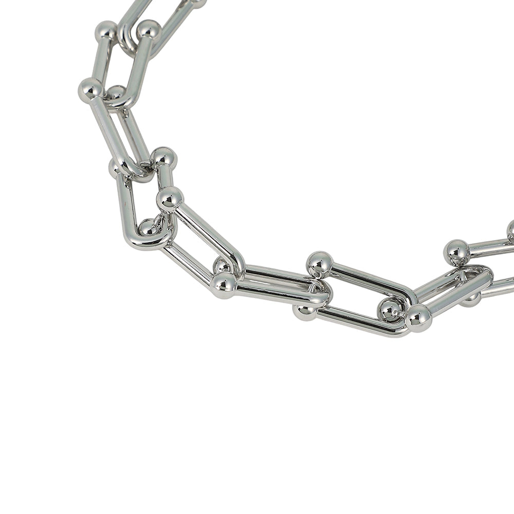 SOHI Women's The Chunky Clip-Link Chain Necklace - Chrome Silver