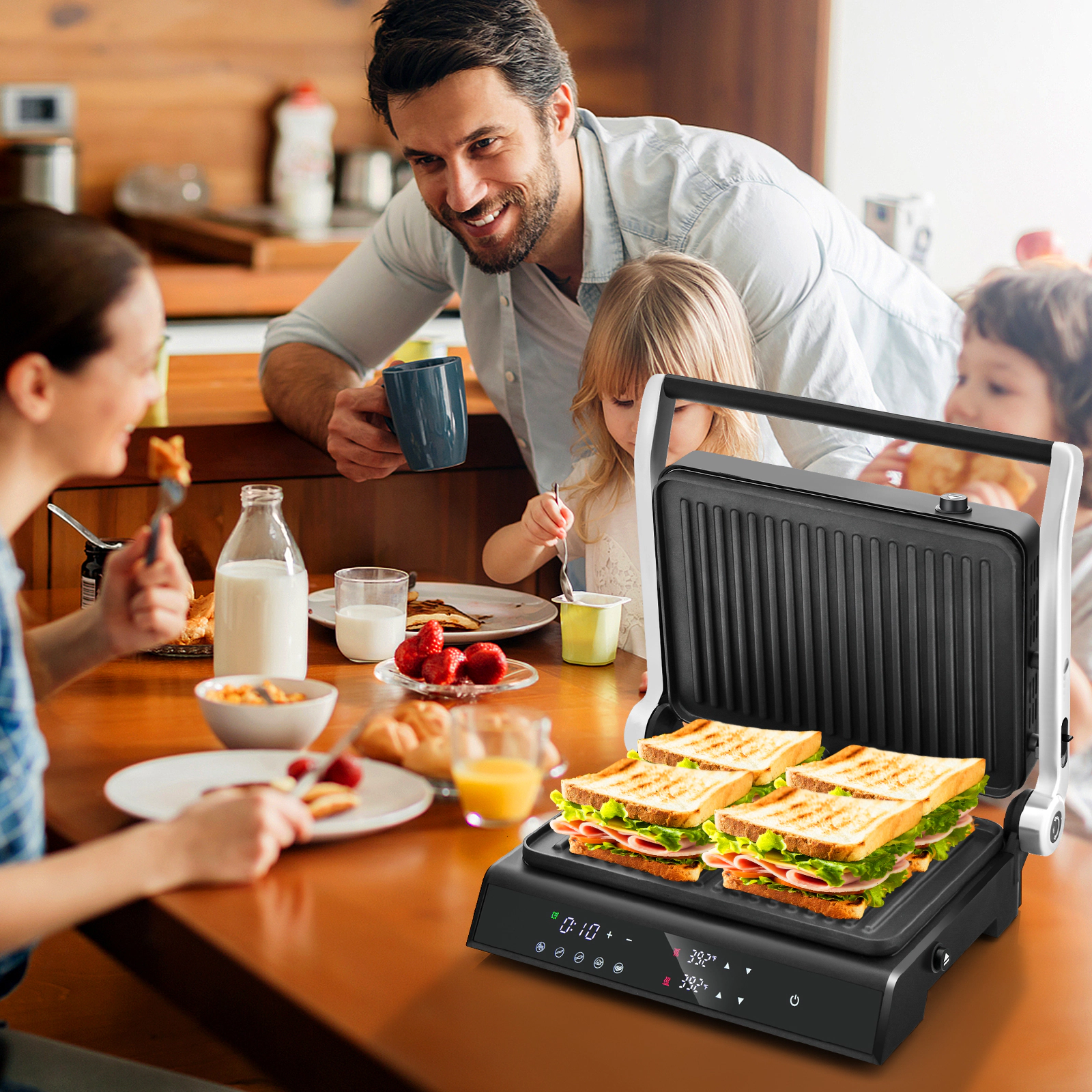 Slickblue 3 in 1 Electric Panini Press Grill with LED Control