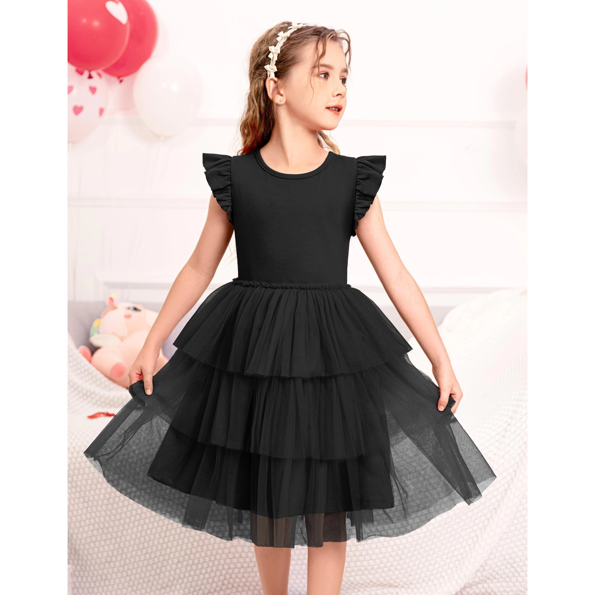 Arshiner Toddler Tutu Dress Cute Fluffy Tiered Tulle Sundress Holiday Party