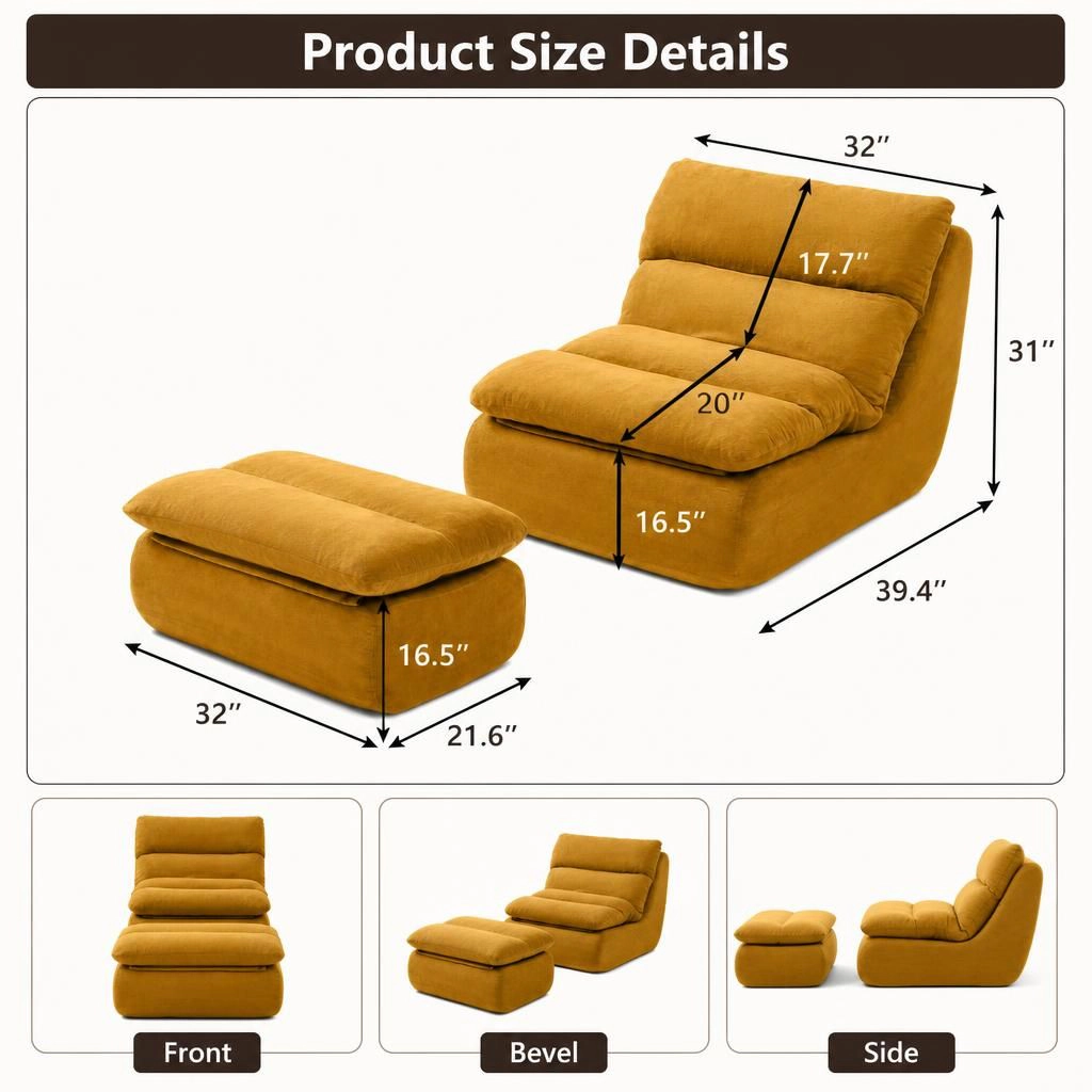 GOODSILO Soft Cotton Fabric Lazy Lounge Bean Bag Chair