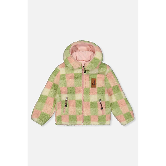 Deux par Deux Girls Sherpa and Water-Resistant Reversible Mid-Season Jacket