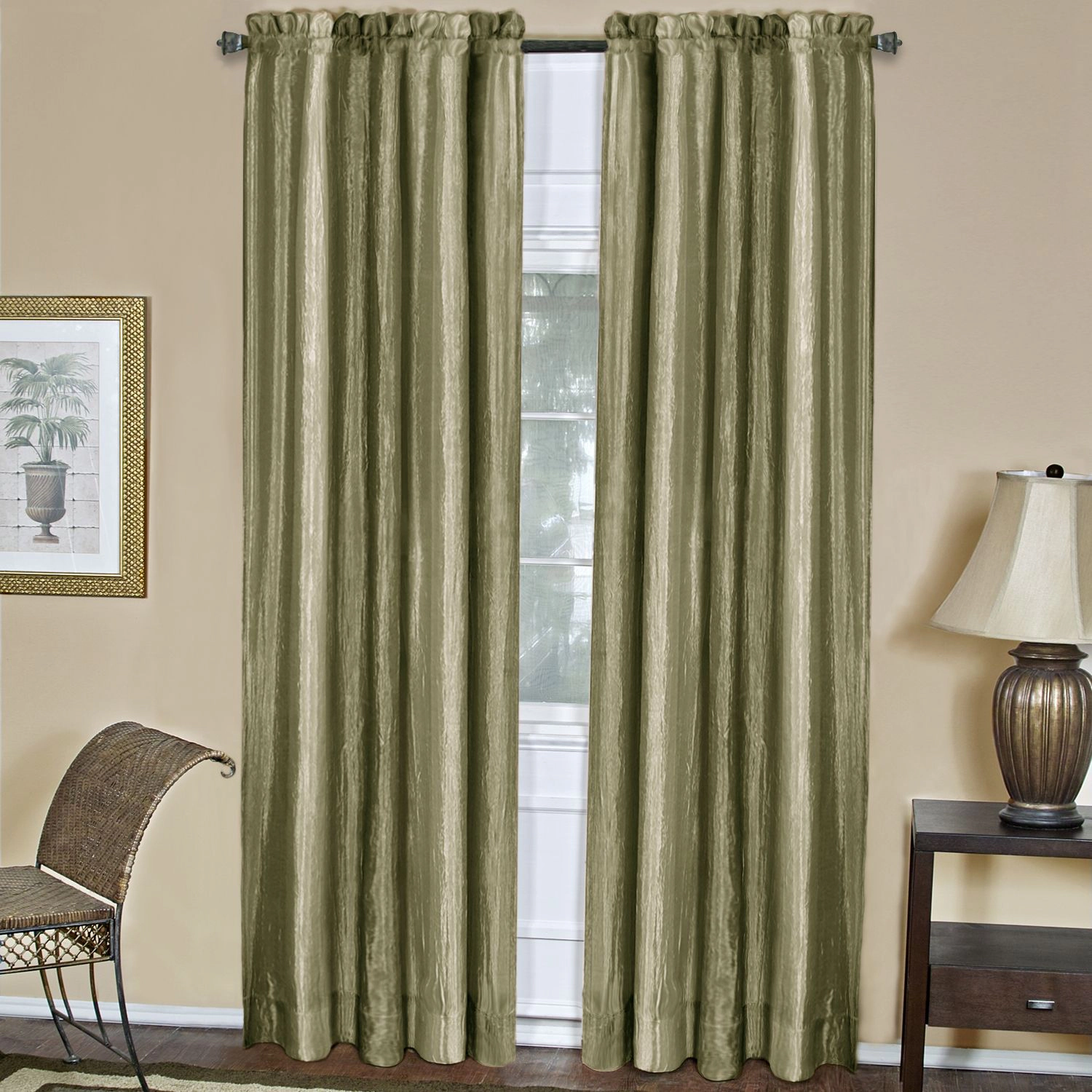 GoodGram Royal Ombre Crushed Semi Sheer Complete 3 Pc. Window Curtains & Scarf Set