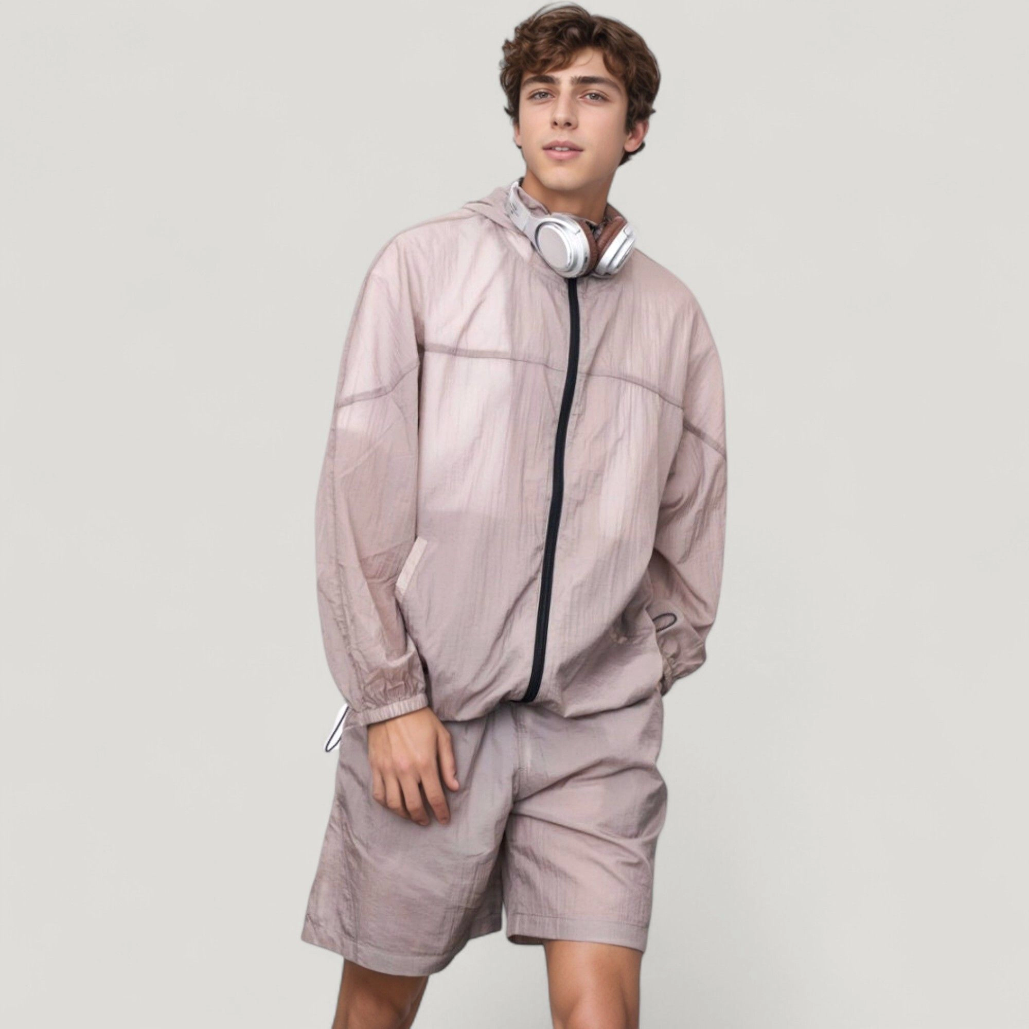 Anna-Kaci Men's Hooded Zip-Up Sun Protection Jacket with Lightweight Design and Relaxed Fit