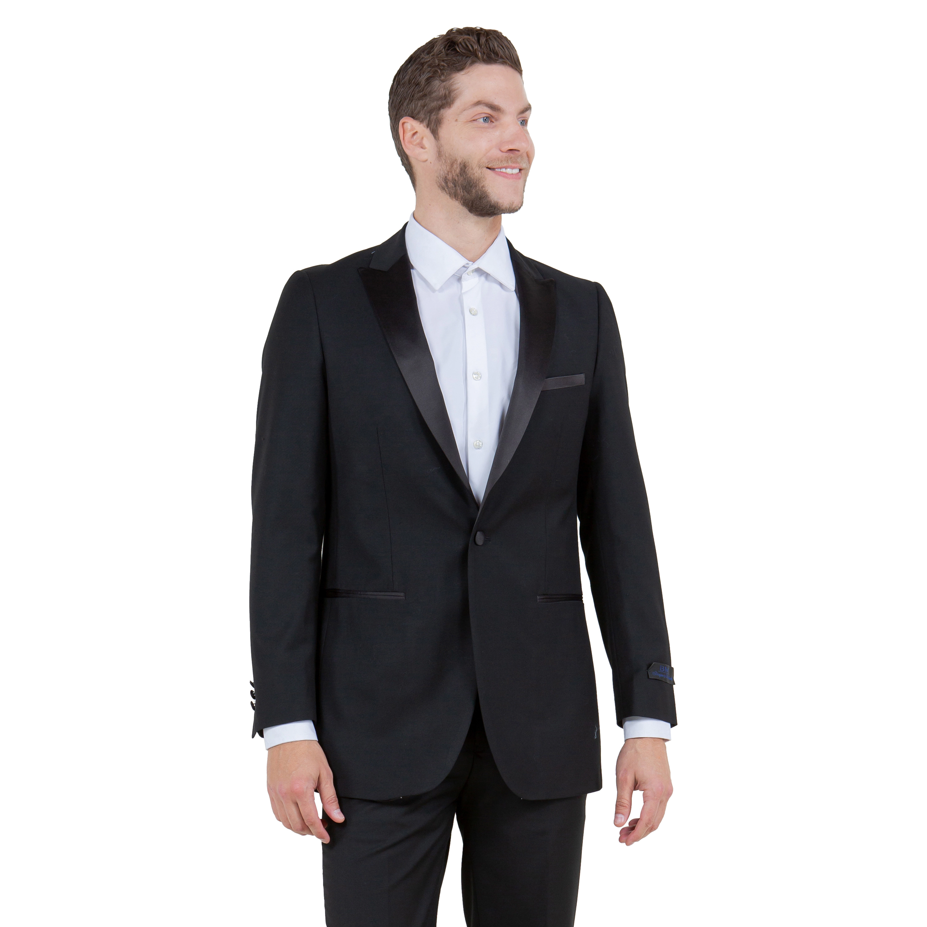 Bryan Michaels Mens Slim Fit Satin Peak Lapel 2 Piece Tuxedo Set