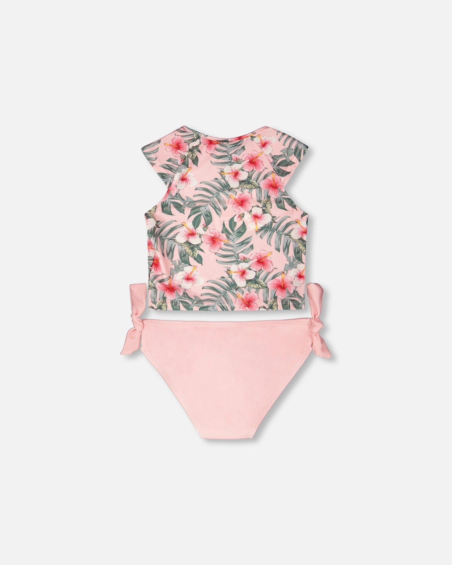 Deux par Deux Girls Hibiscus Print Top and Bottom Two-Piece Swimsuit