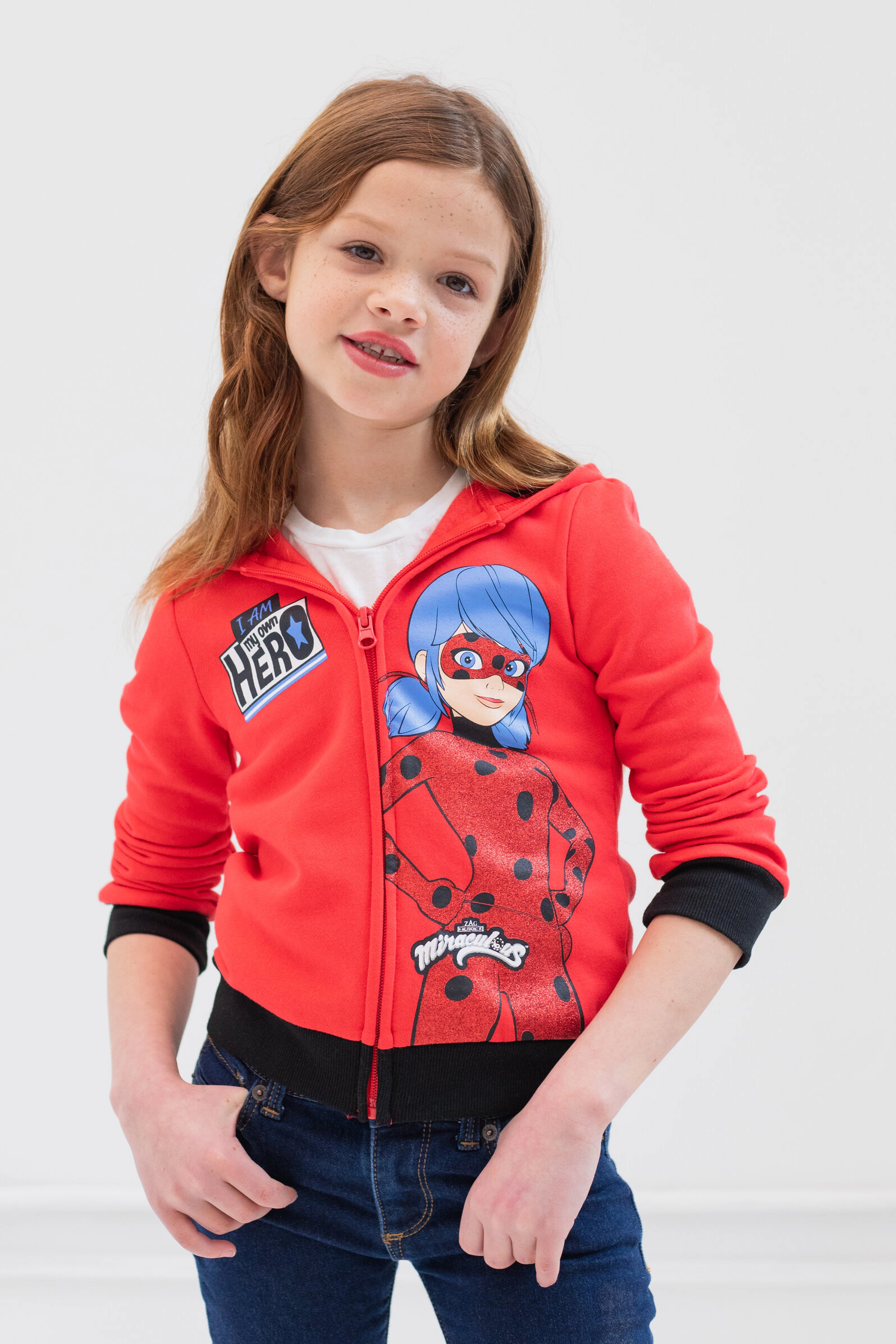 Miraculous Ladybug Girls' Zip-Up Hoodie