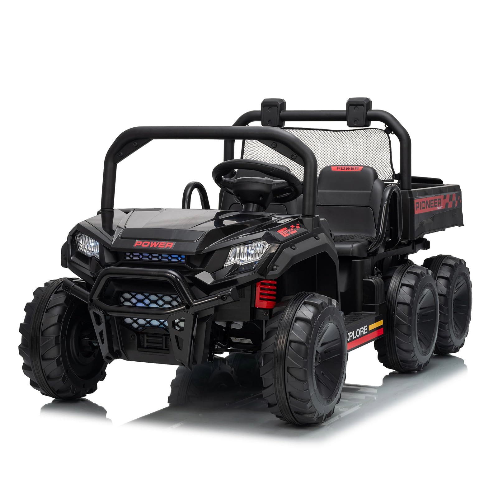 Enjyam 24V Ride on Dump Truck for Kids, 2 Seater 4WD Electric Off-Road Vehicle w/Remote, Bed, 3 Speed