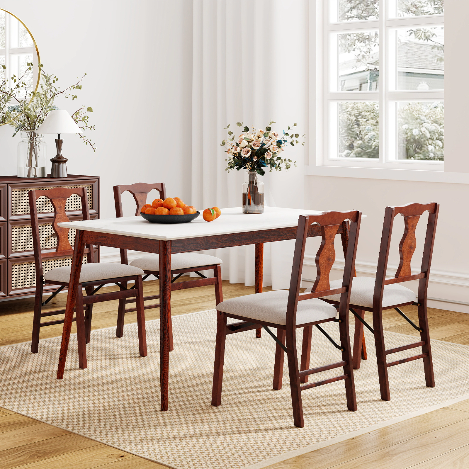 LJG Folding Chairs Set of Upholstered Dining Chairs with Comfy Padded Seats
