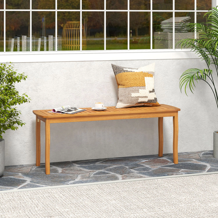Hivvago Acacia Wood Outdoor 48" Long Patio Dining Bench