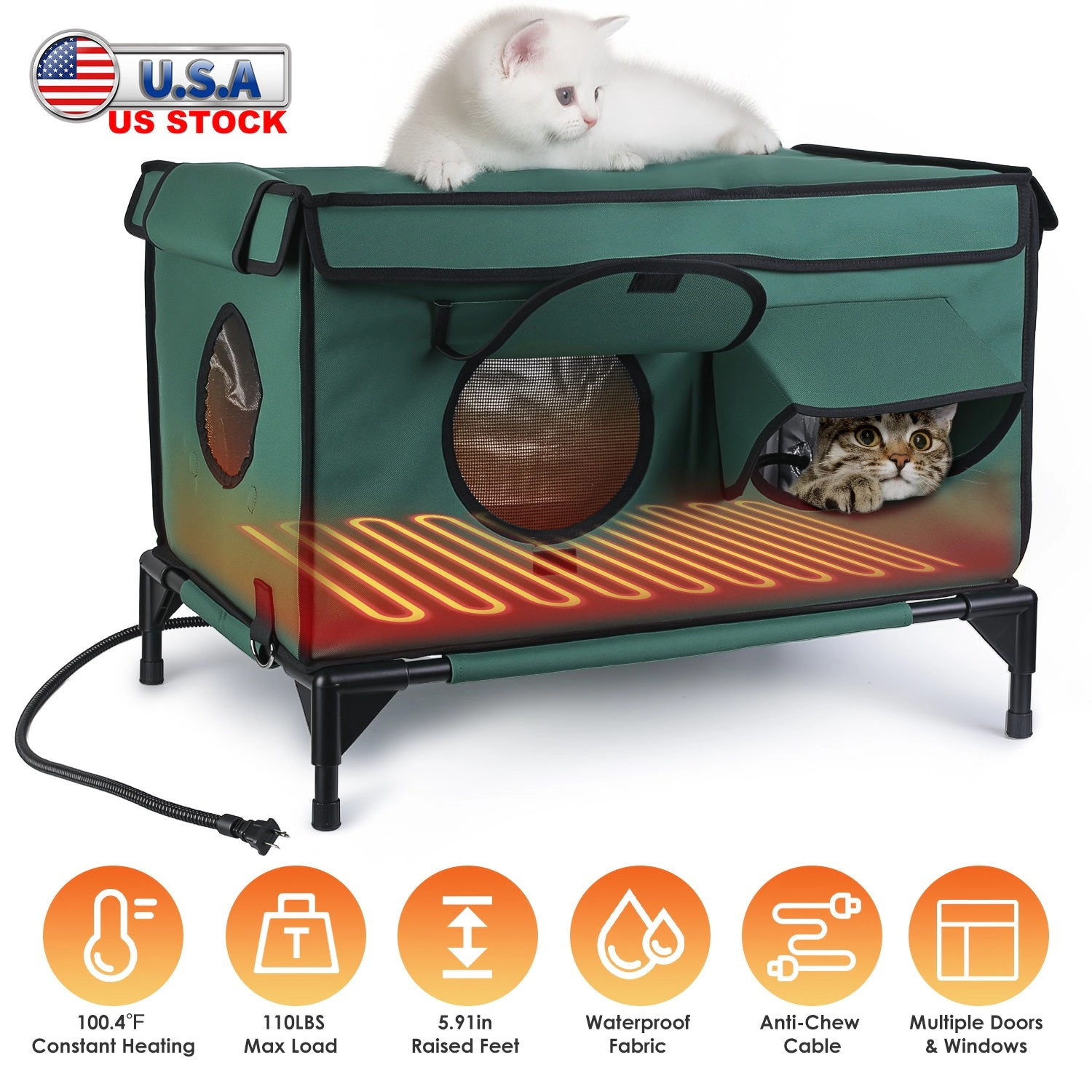GBruno Waterproof Heated Cat House Outdoor Shelter