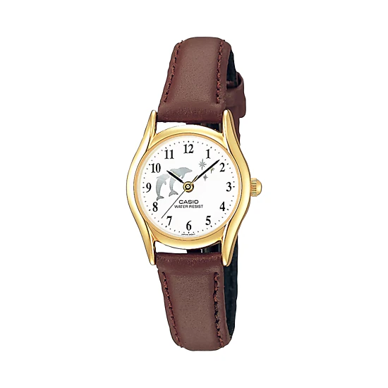 Casio Women's Gold Analog Watch with Brown Leather Band - LTP-1094Q ...
