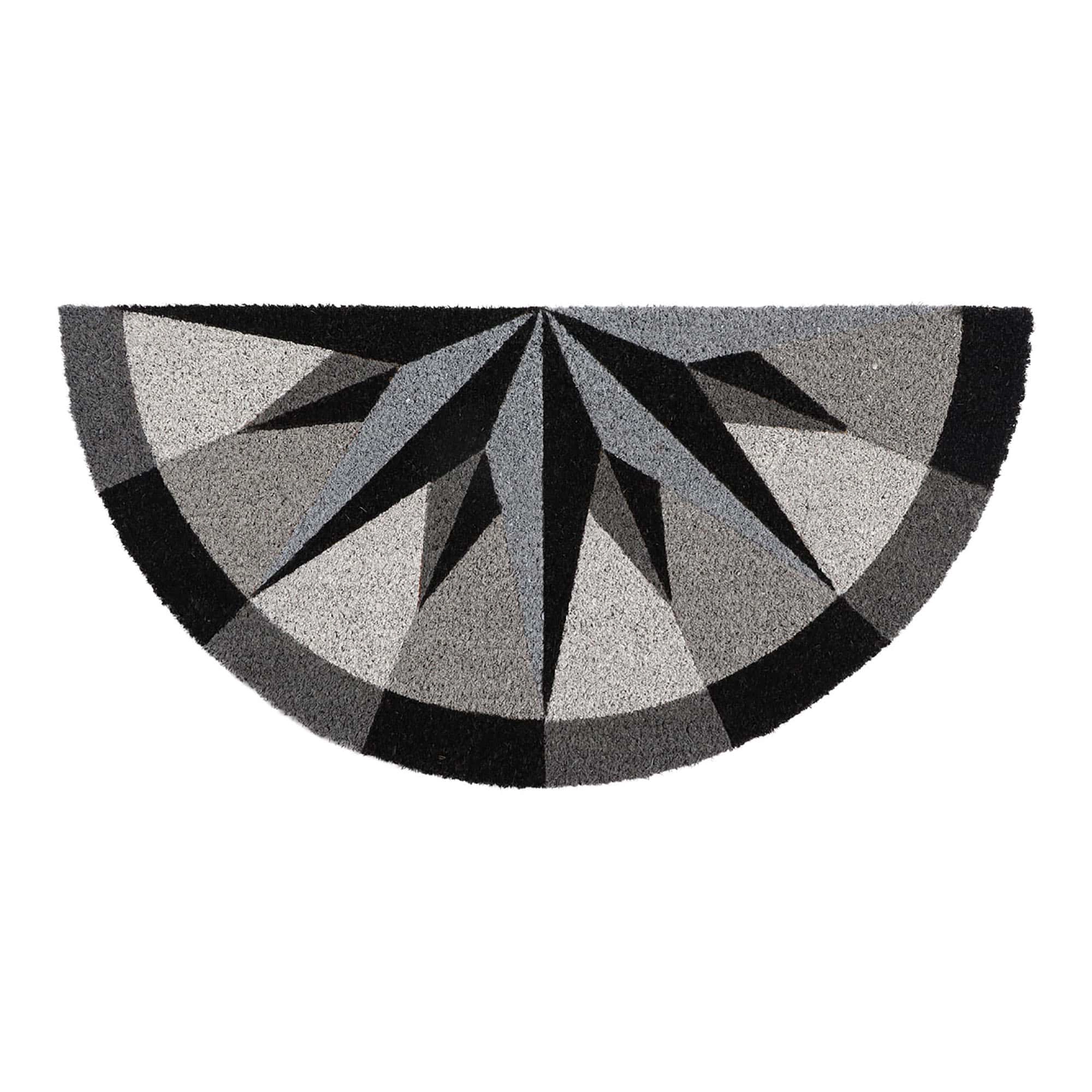 Evideco French Home Goods Black and Gray Compass Rose Coir Doormat 30 x 15 Inches