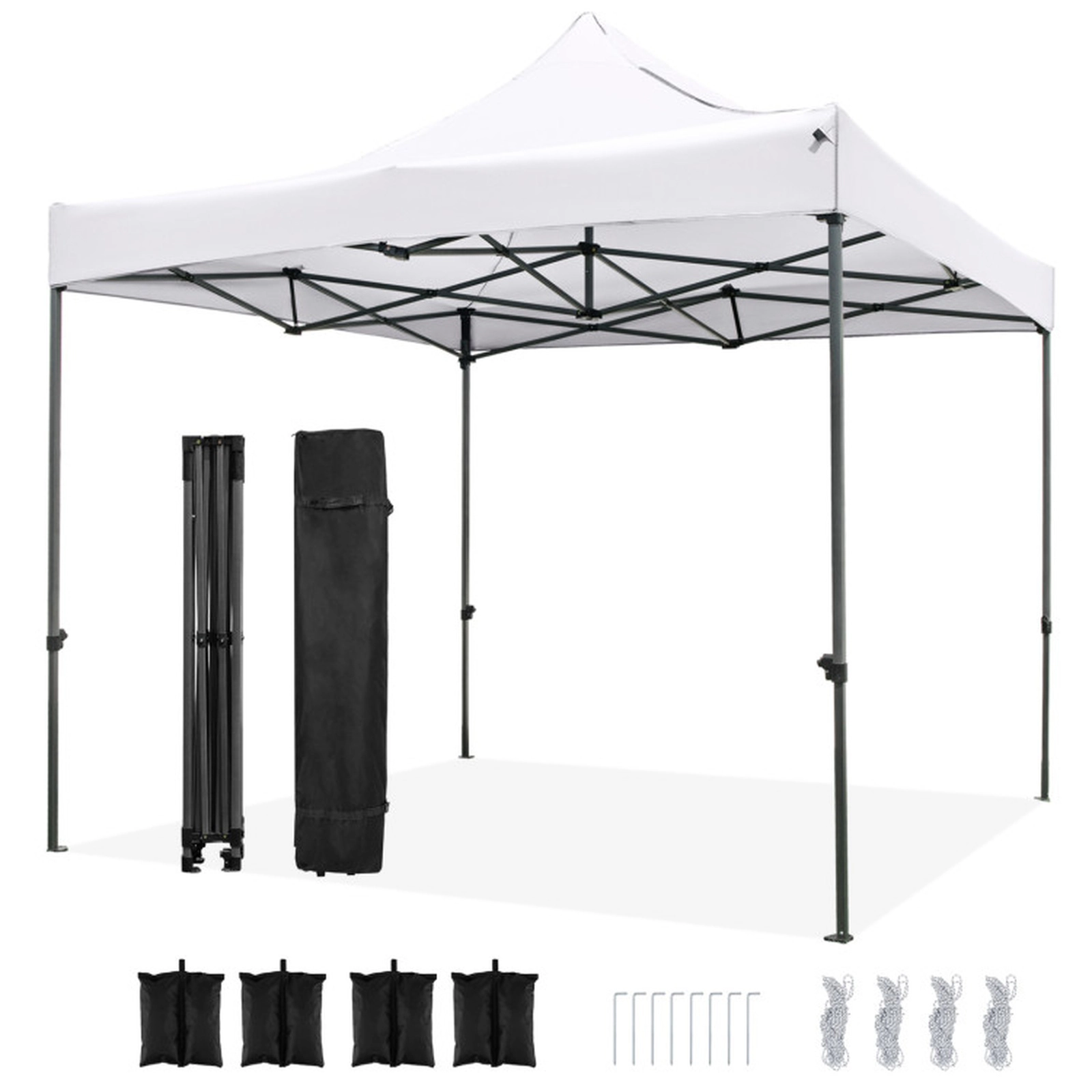 SUGIFT White 10-ft by 10-ft 420D Oxford Pop Up Canopy Tent with Carbon Metal Truss Frame and Wheeled Bag