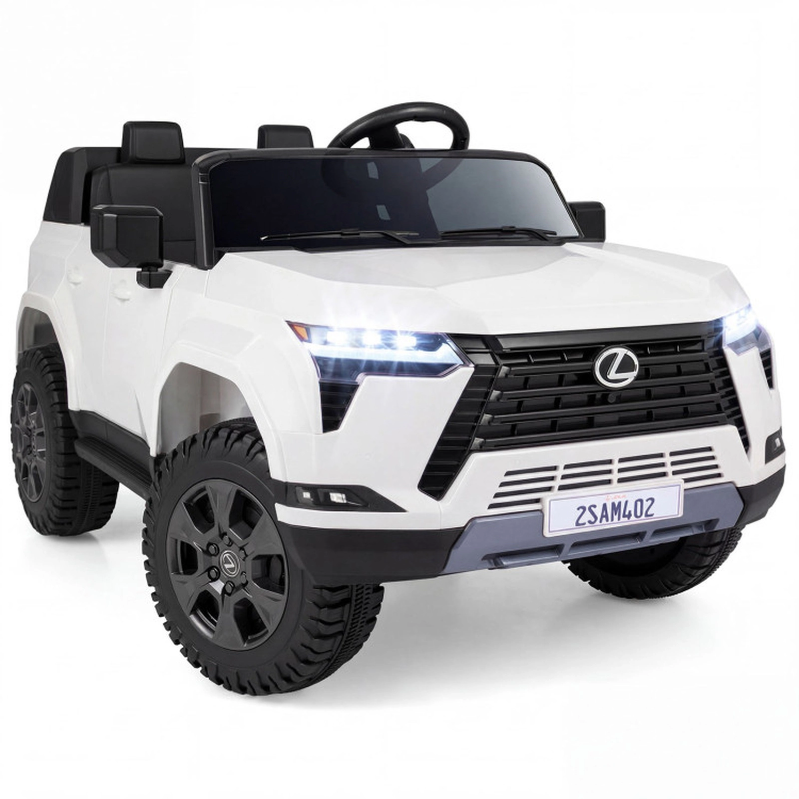 SUGIFT 24V 4WD Licensed LEXUS GX550 Ride-On Car with Remote 110-lb Capacity Ages 3+ Electric Vehicle White