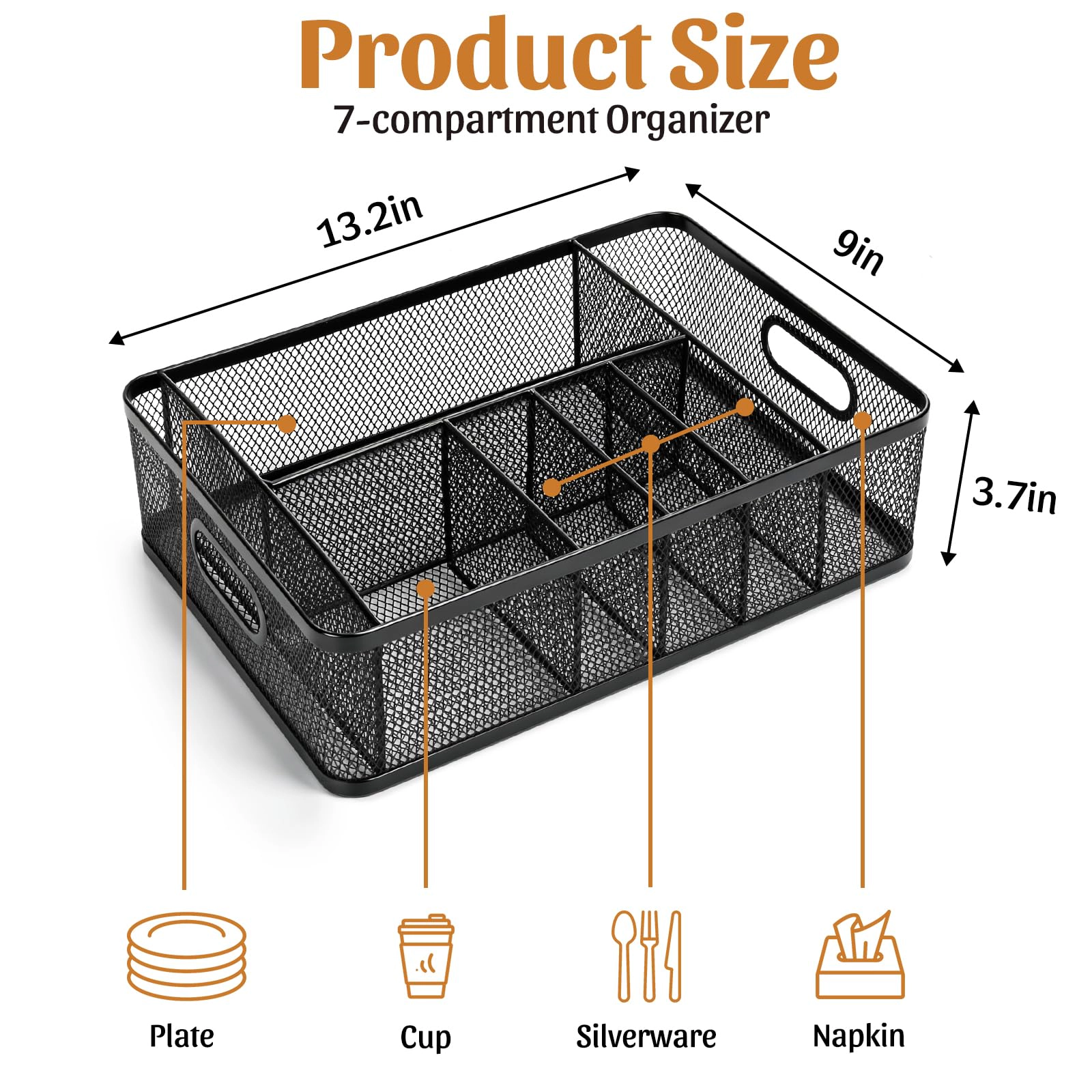 WZK 6 Compartment Metal Camping Utensil Holder for Party Picnic Outdoor Storage