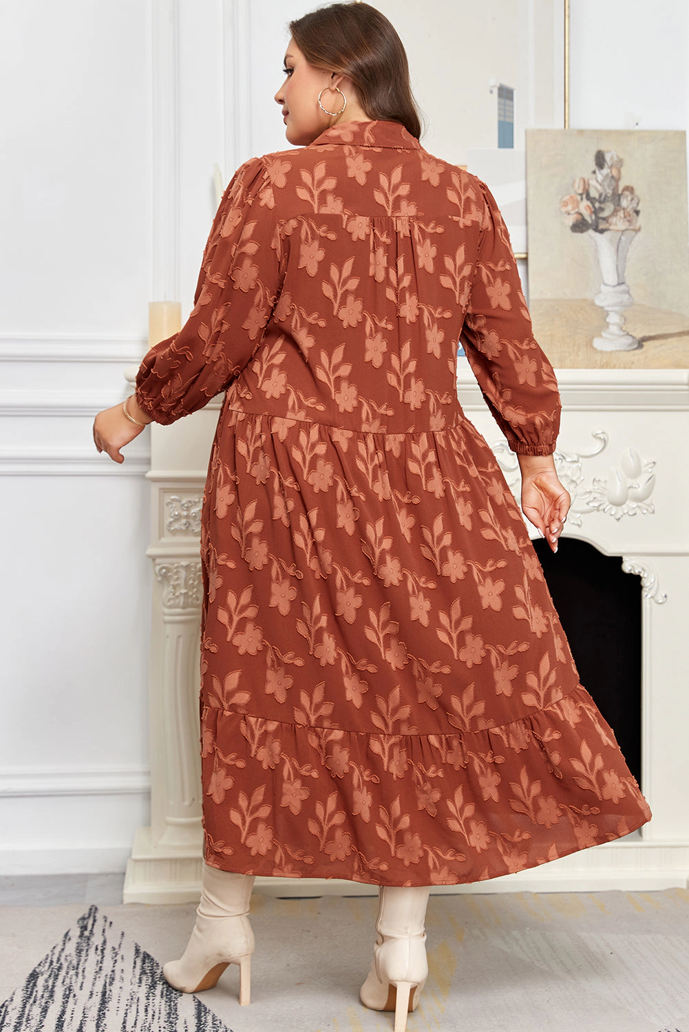 Threaded Pear Women's Mallory 4 Sleeve Long PLUS Dress