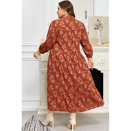 Threaded Pear Women's Mallory 4 Sleeve Long PLUS Dress