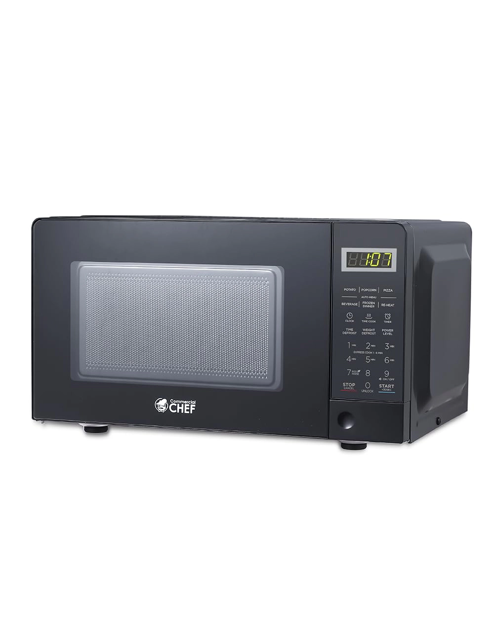 Commercial Chef Countertop Microwave Oven, 0.7 cu. ft., 700W, Push-Button