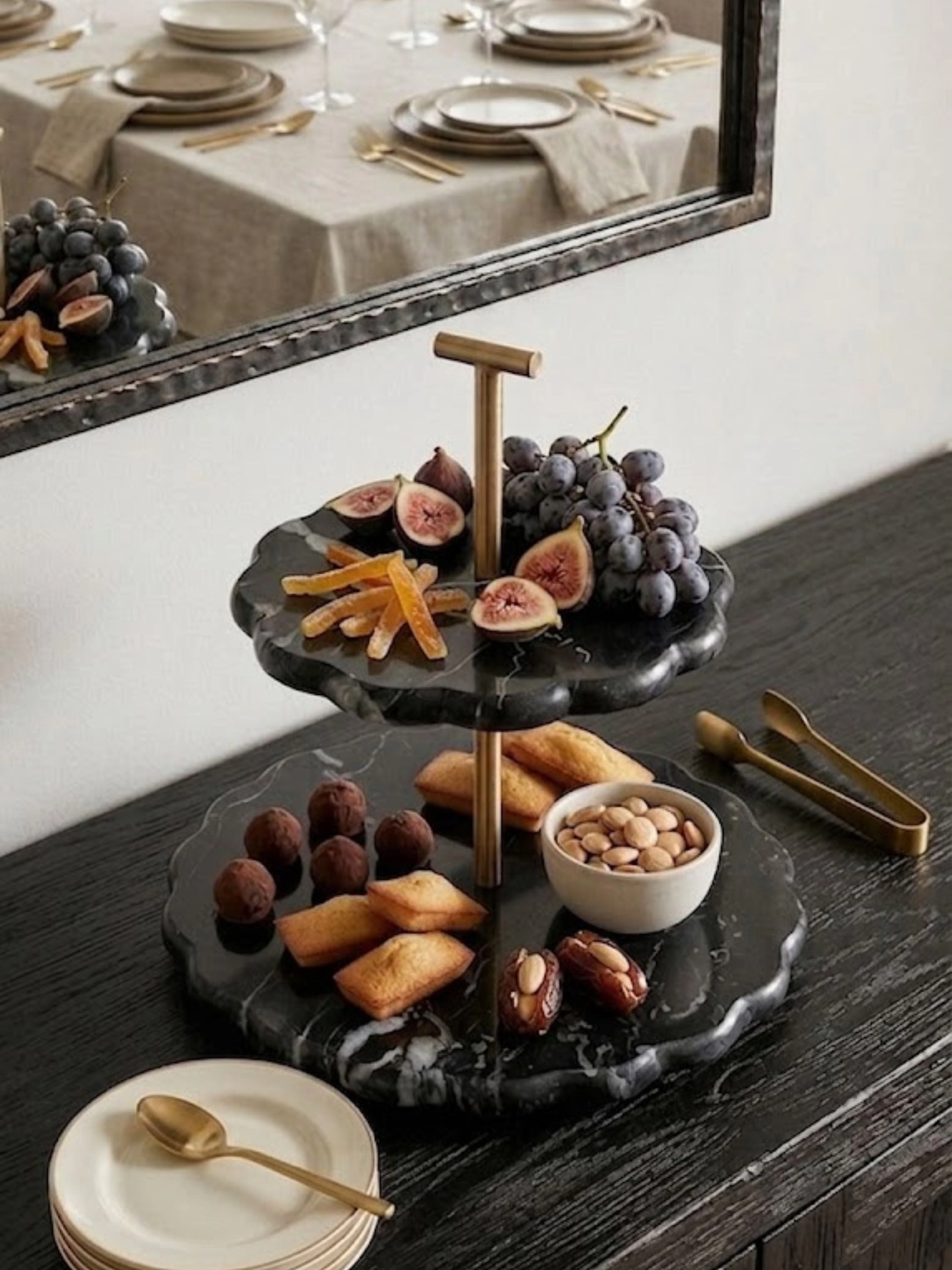 GAURI KOHLI Concorde Black Marble Two-Tier Stand