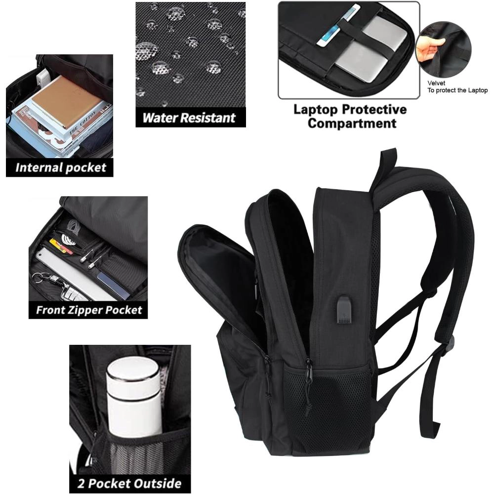 Clear Skye Unisex Black Water-Resistant Travel Backpack