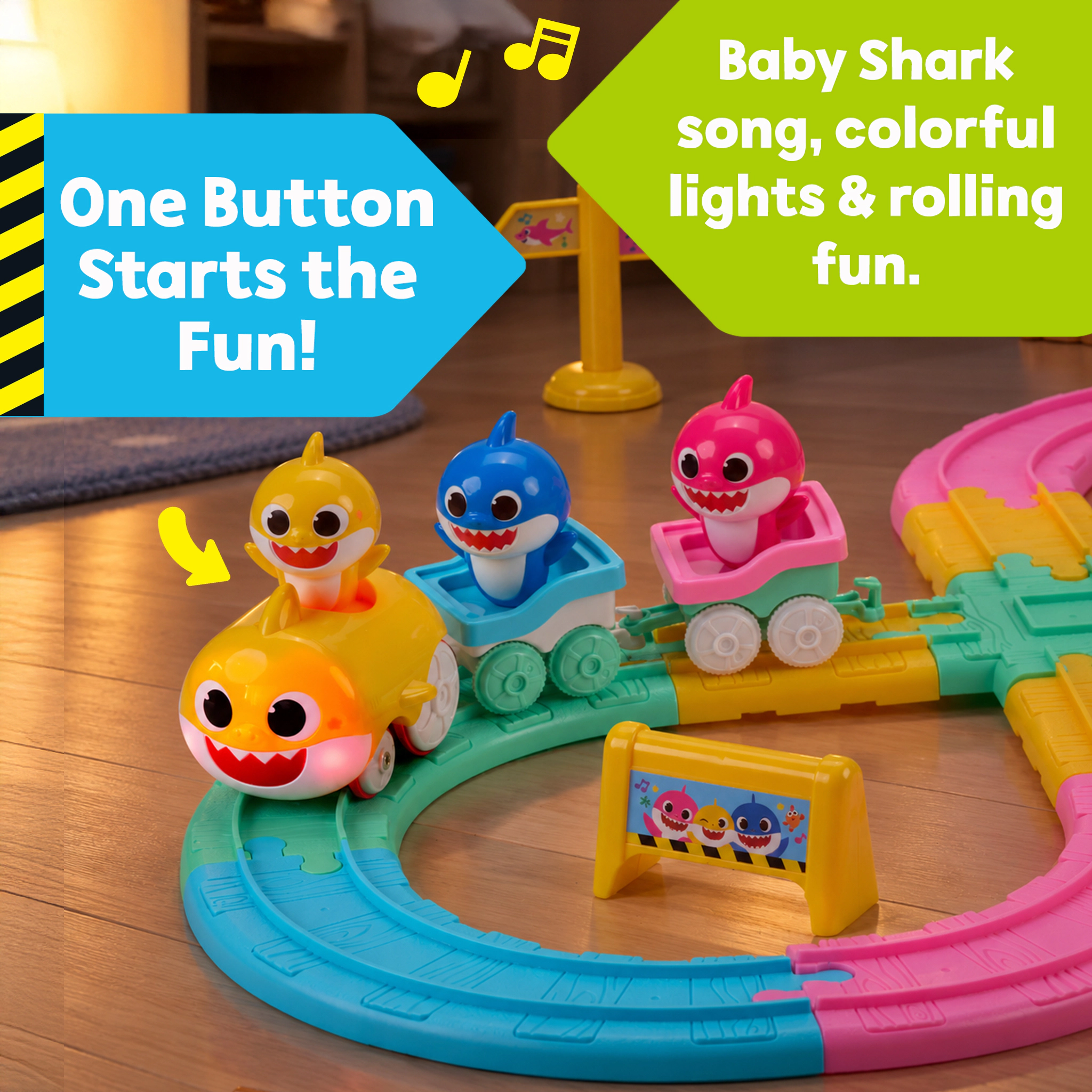 Pinkfong Kids Baby Shark Train Track Expansion Set - Flexible Snap-Together Track Pieces for Baby Shark Musical Train