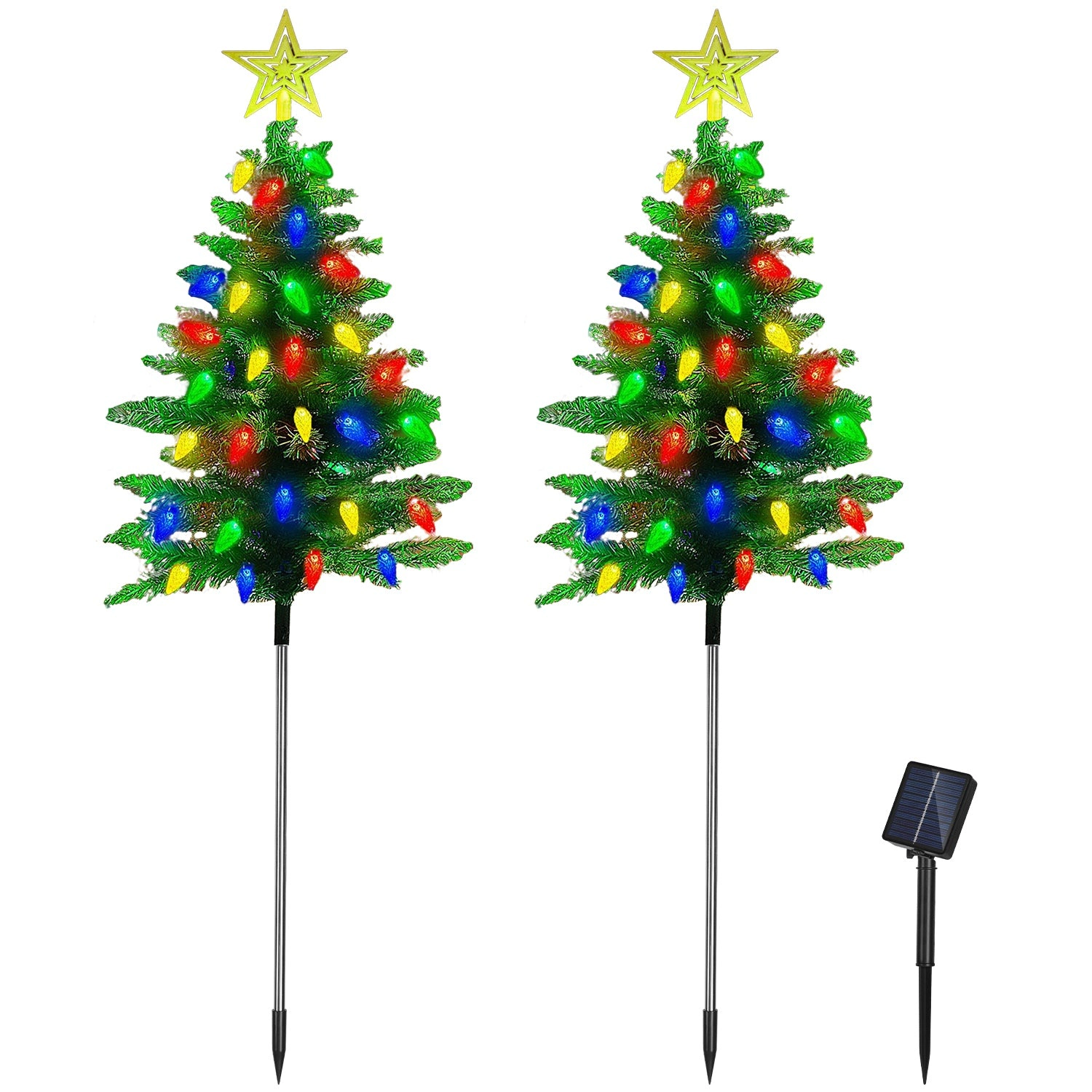 GBruno 2-Pack Solar Christmas Tree Pathway Lights