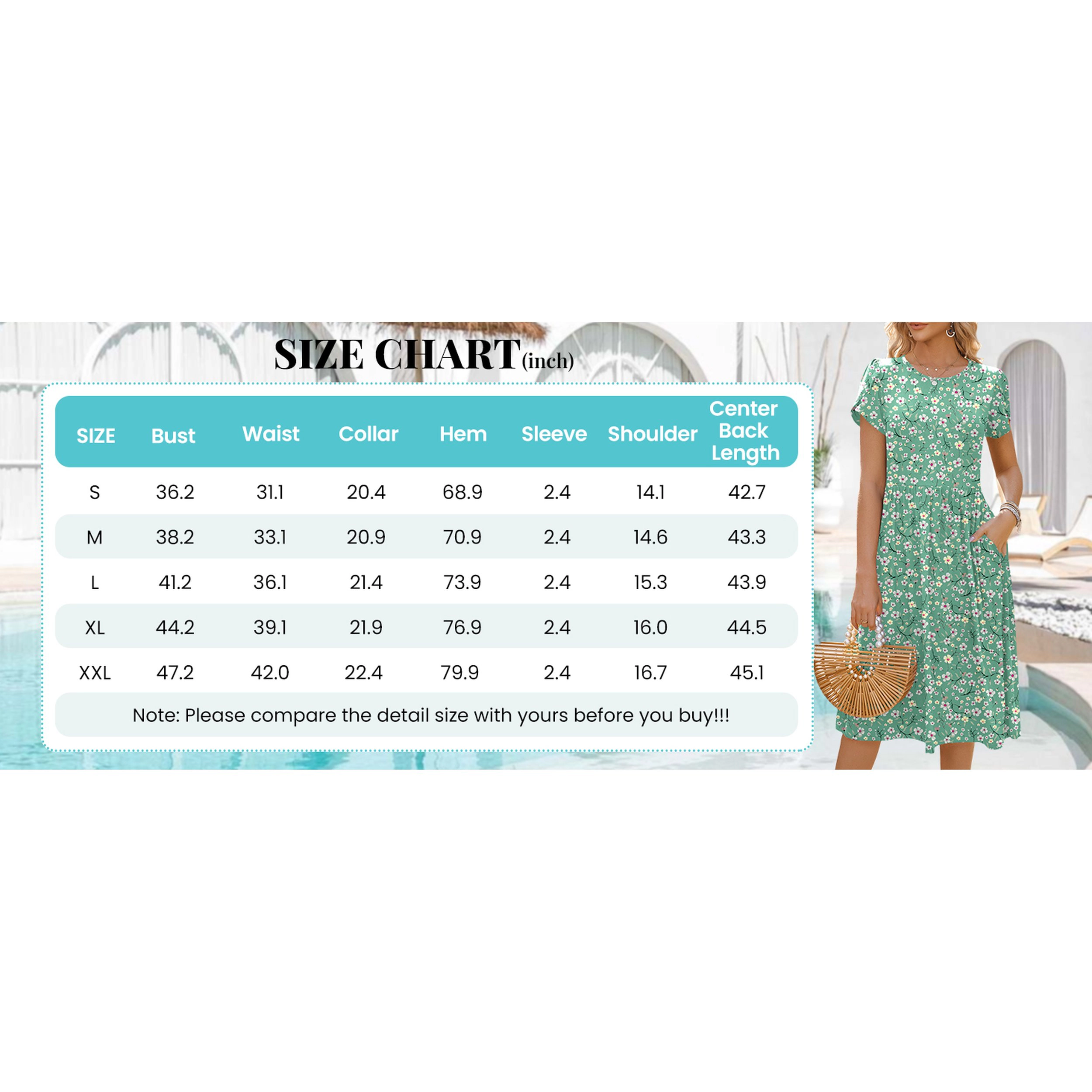 Zeagoo Women's Round Neck Short Sleeve Midi Dress