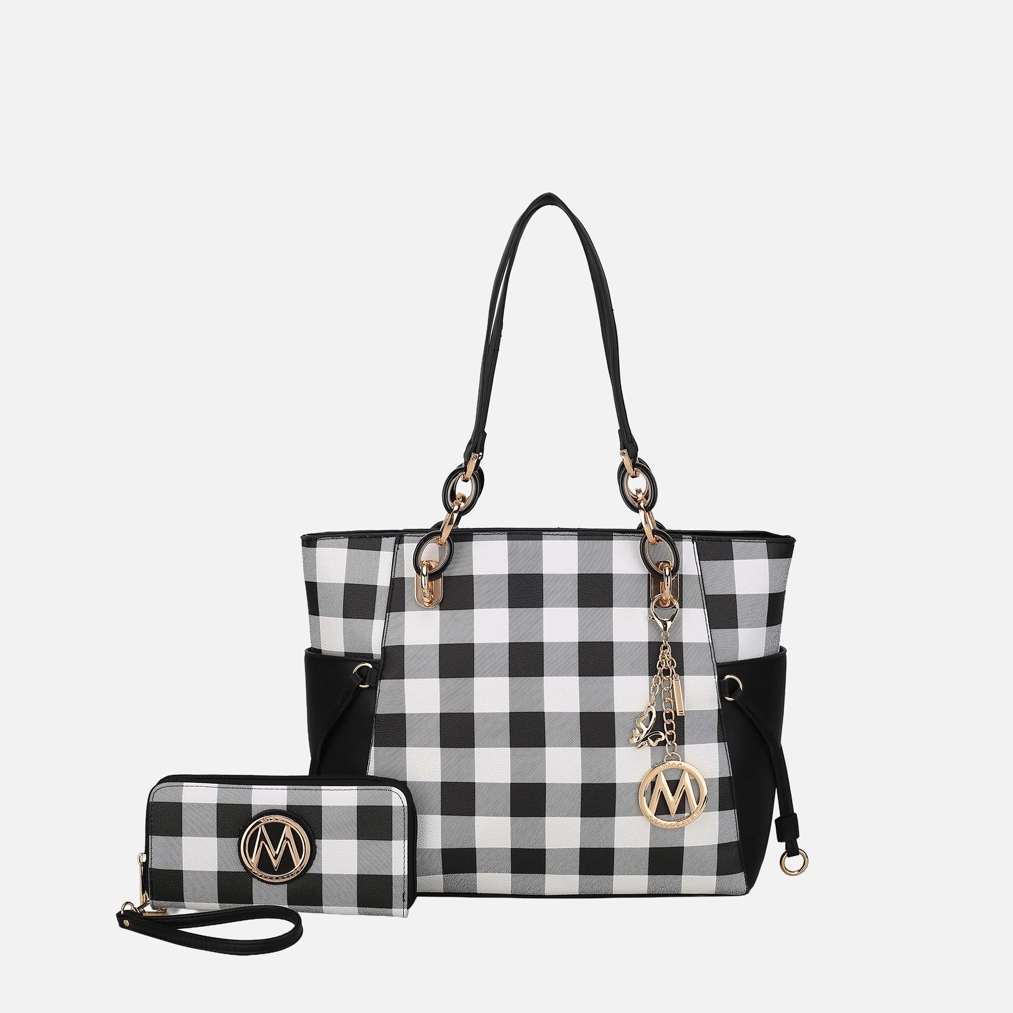 Mia K Collection Vegan Leather Tote with Wallet and Gold-Tone Hardware