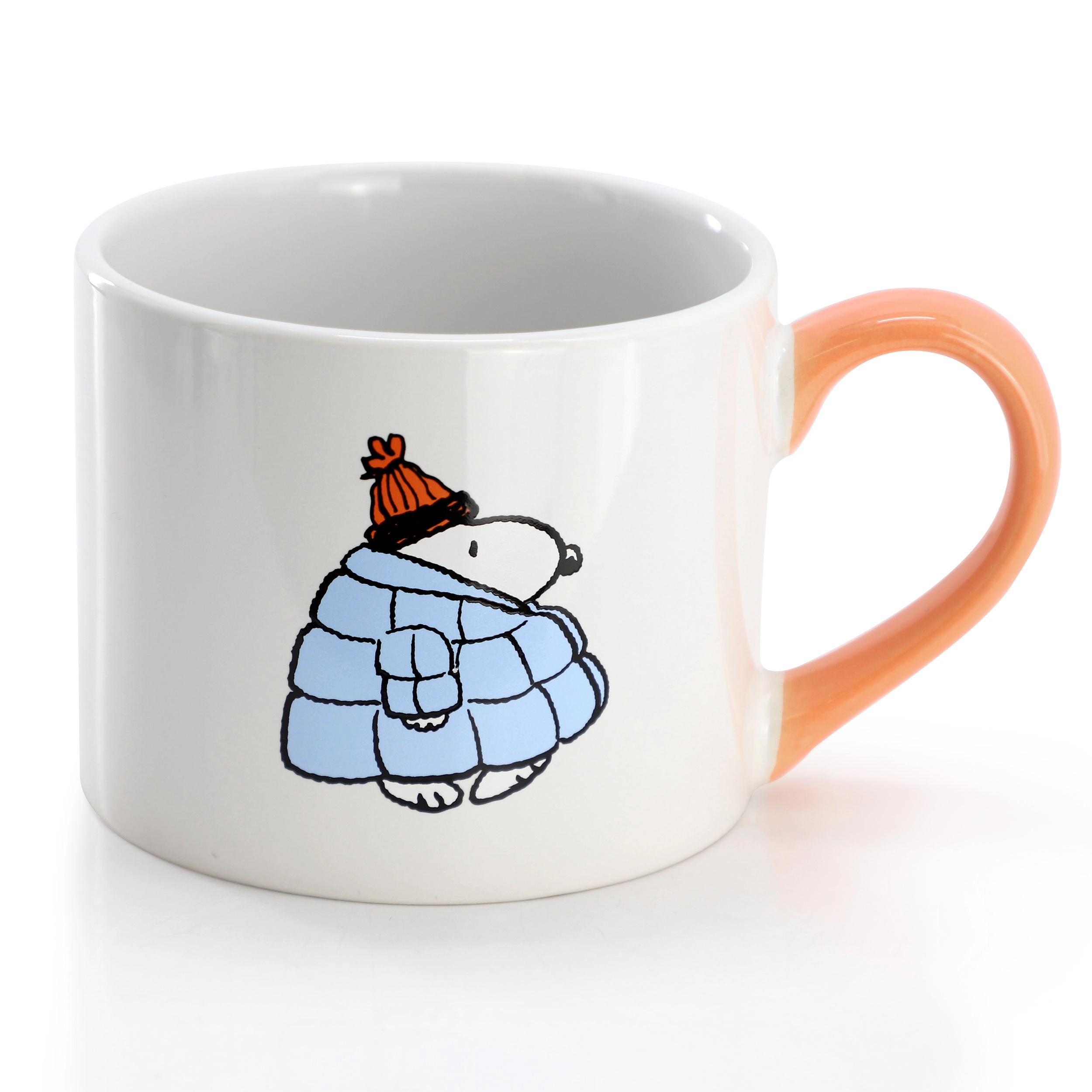 Peanuts All Bundled Up 4 Piece 19 Ounce Stackable Stoneware Mug Set in Peach
