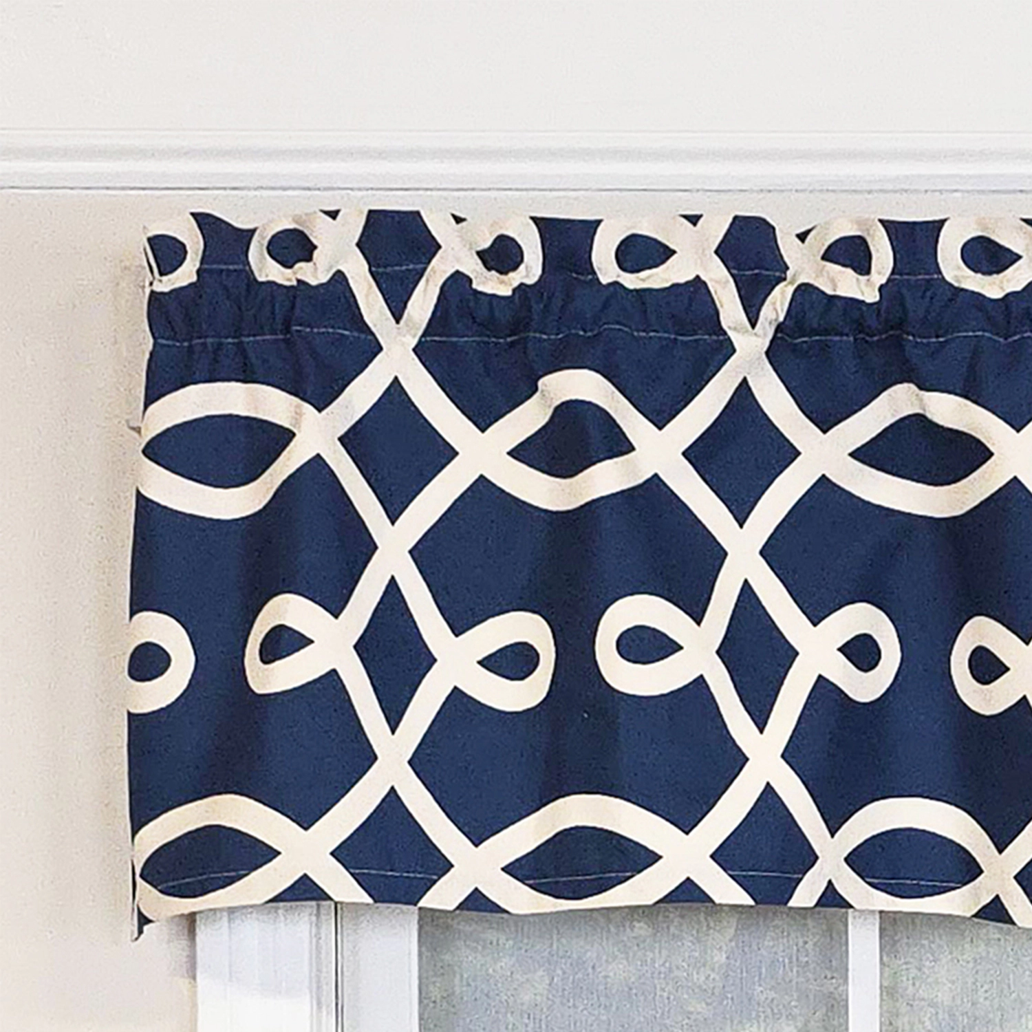 RLF Home 100% Cotton High Quality Tracy Tailored Window Valance with 1.5" Rod Pocket 50" W X 12" L Navy