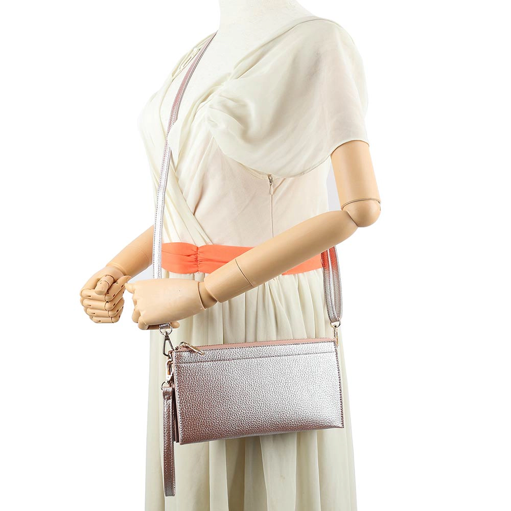 FASHNZFAB Faux Leather Slim Wallet Crossbody Bag