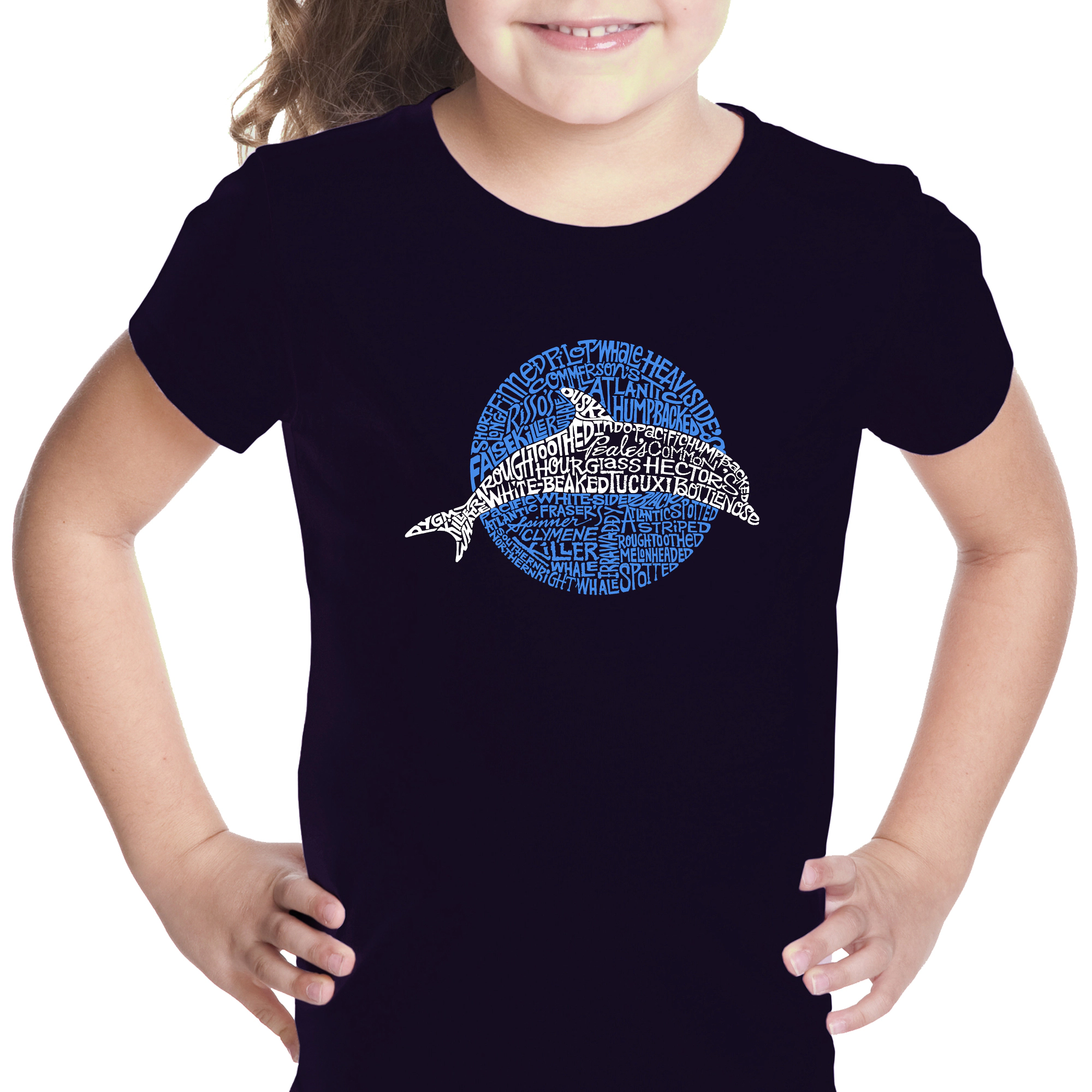 LA Pop Art Girls Word T-Shirt - Species of Dolphin