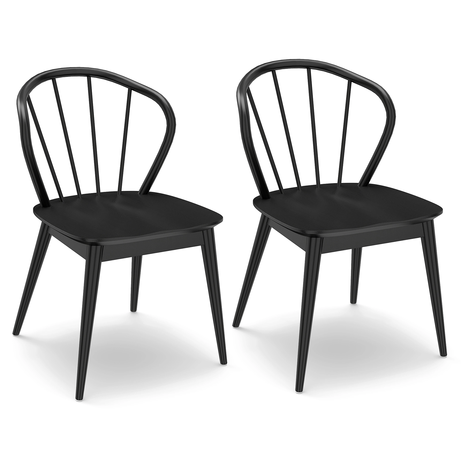 LJG Wooden Dining Chair Set of 2 with High Spindle Back and Wide Seat
