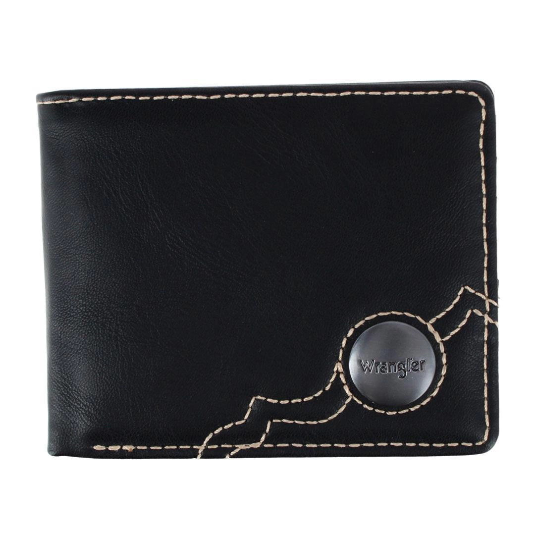 Wrangler Men's Bifold Wallet with Western Stitch Detail