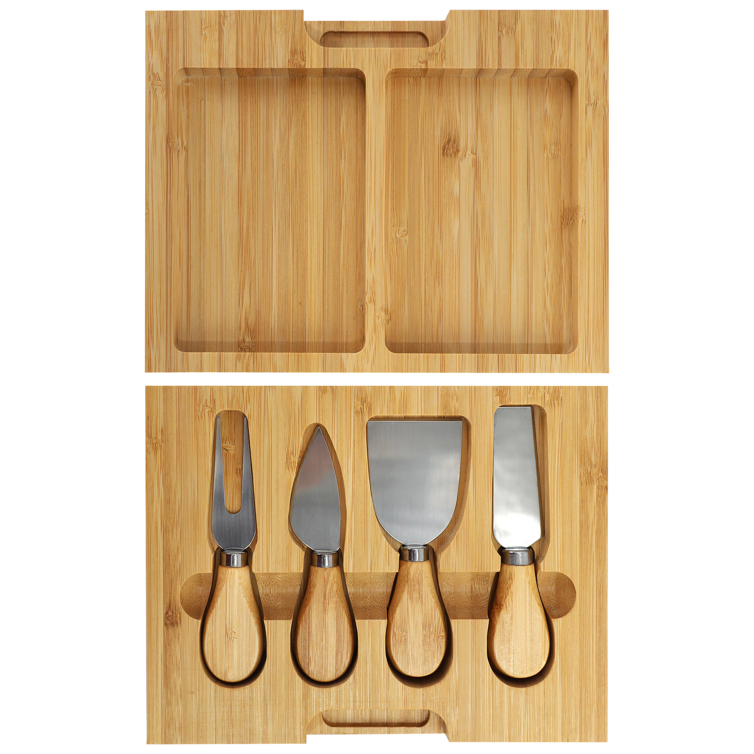 MegaChef Bamboo Charcuterie Cheese Board Set with Ramekins and Slide Out Cutlery Drawer