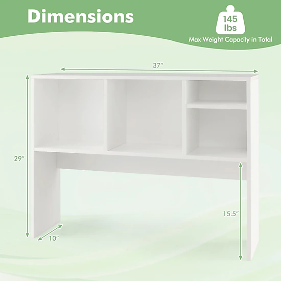 SUGIFT Computer Desktop Bookcase 4 Cubbies & Open Back Compartment 37-in Wide 145-lb Capacity 29-lb Net Weight White