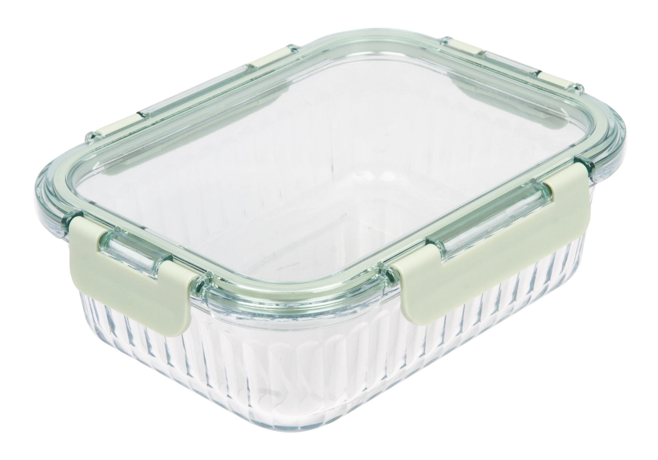 Lexi Home Ribbed Borosilicate Glass Food Container with Tinted Lid