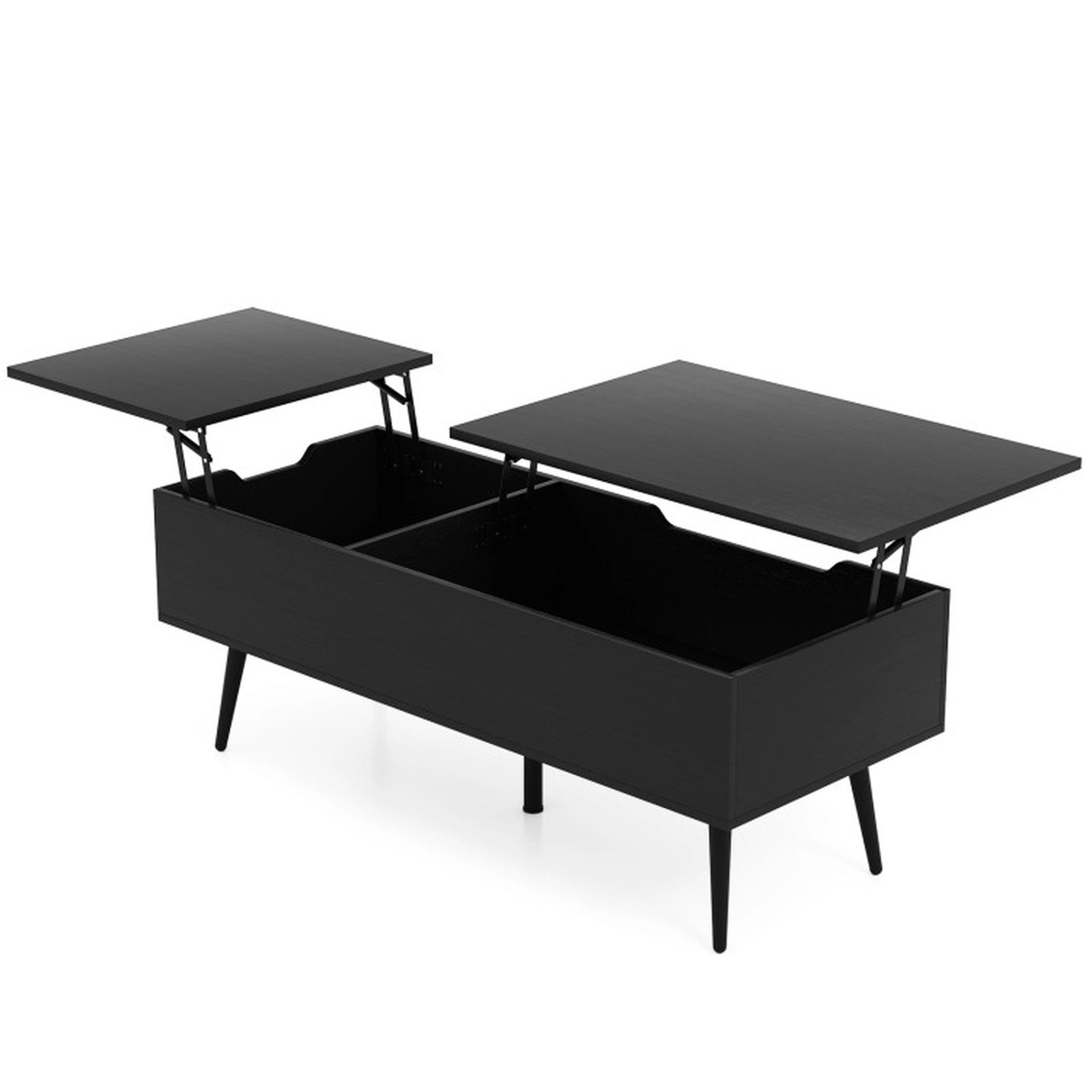 SUGIFT Split Lift Top 2 Hidden Compartments Pneumatic Coffee Table 47-in x 19-in x 16.5-in 132-lb Capacity Black
