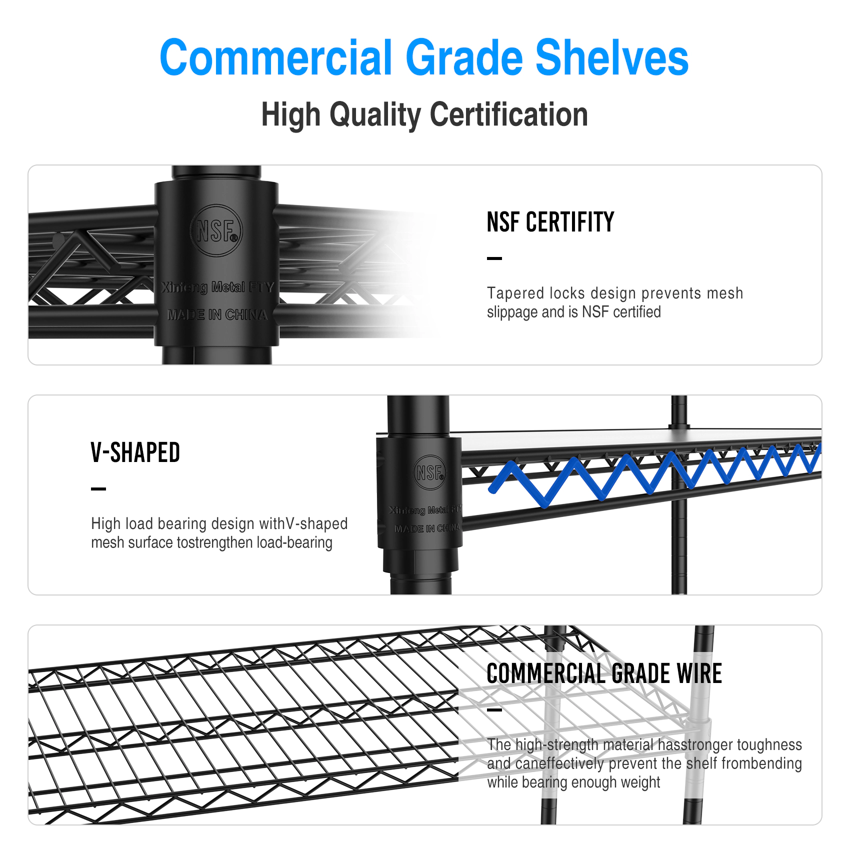 Flynama 6 Tier Wire Shelving 6000 LBS NSF with Wheels Adjustable Height Garage Storage Unit in Black