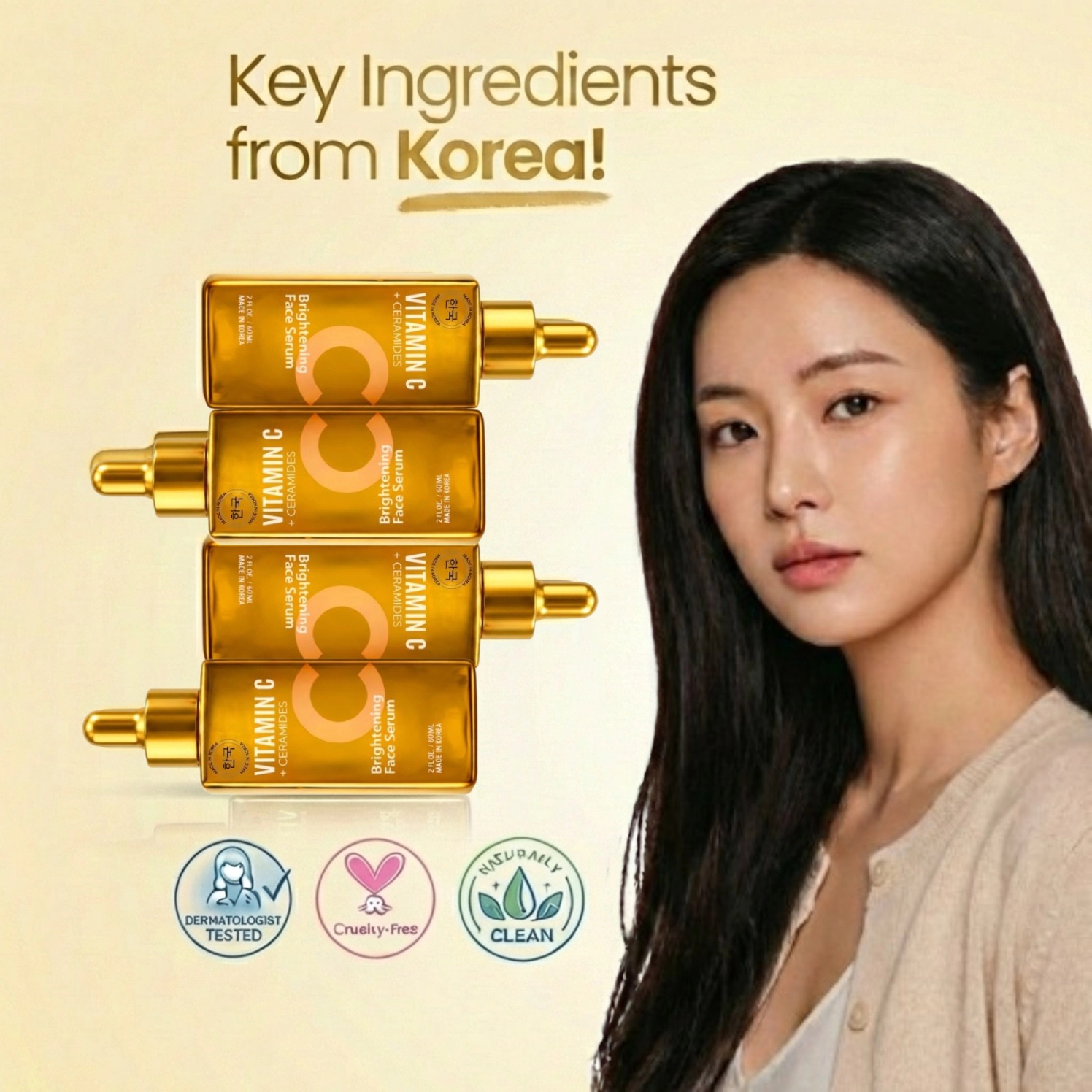 Lovery Vitamin C and Ceramides Brightening Face Serum - Korean Skin Care Radiance & Barrier Repair Treatment
