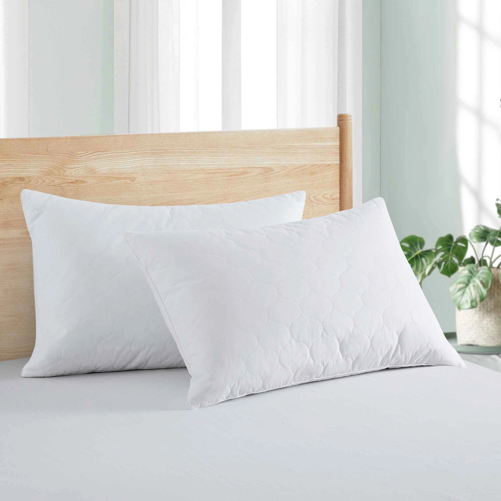 PEACENEST Gourd Quilted Goose Feather Pillow Set Soft Supportive Bed Pillows