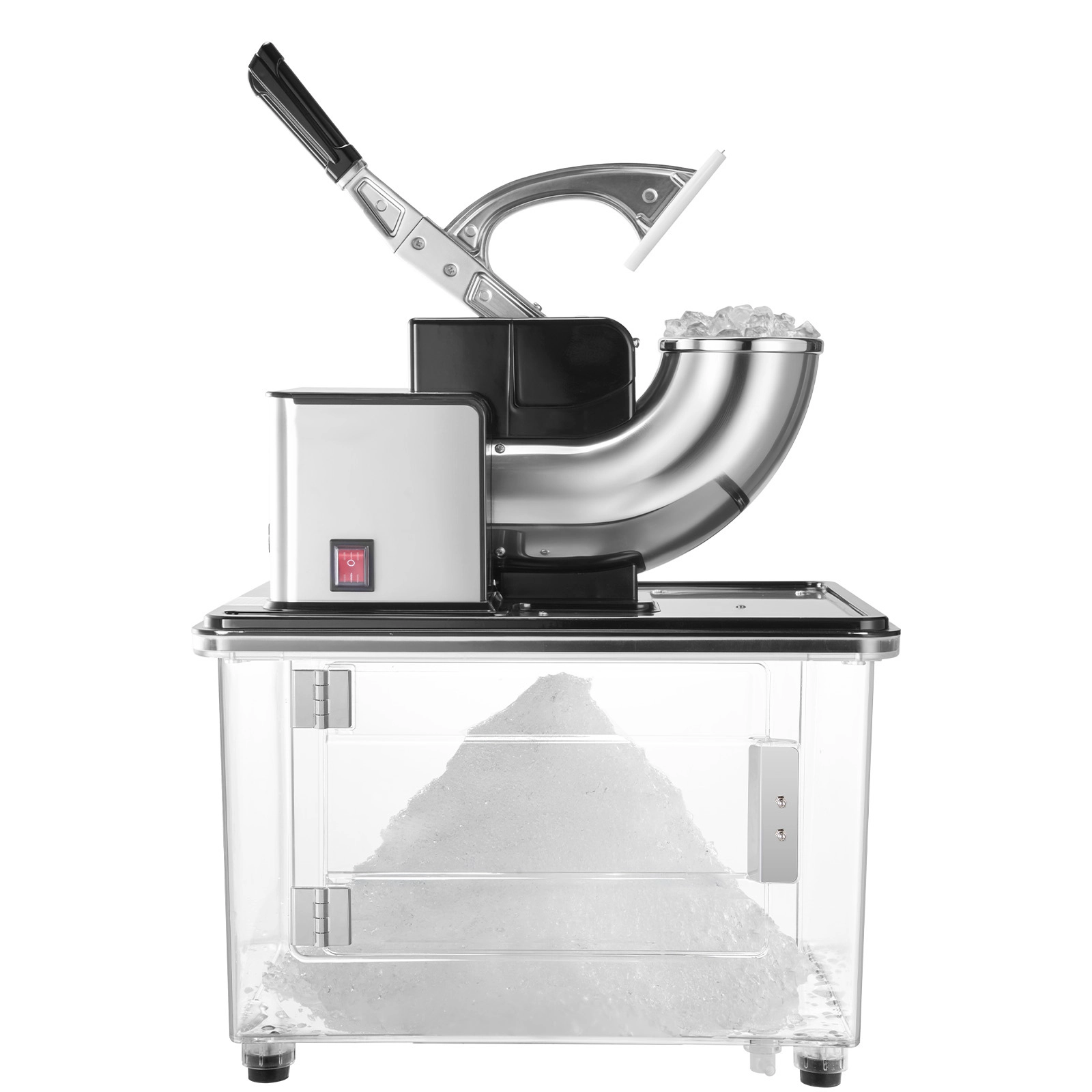 HONGGE Commercial Ice Crusher 661LBS /H 350W Electric Snow Cone Machine with 4 Blades 2000RPM Stainless Steel Shaved