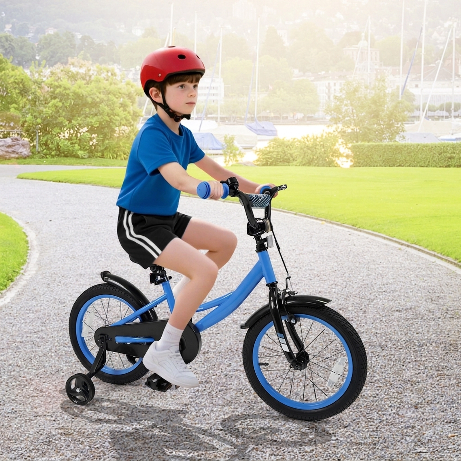 16-in Kids Bike Ages 4-7 Navy Bicycle Adjustable Seat Dual Brakes Kickstand 145-lb Seat Capacity
