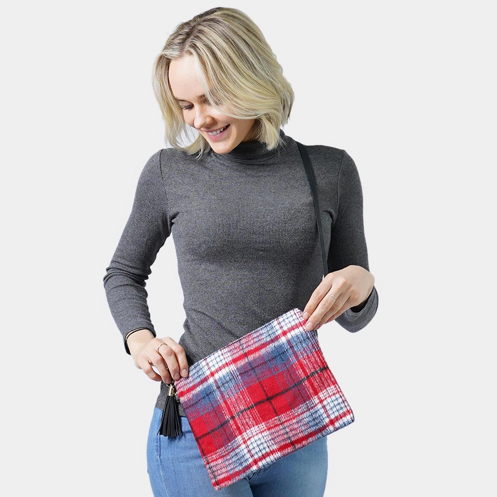FASHNZFAB Plaid Check Crossbody / Clutch Bag