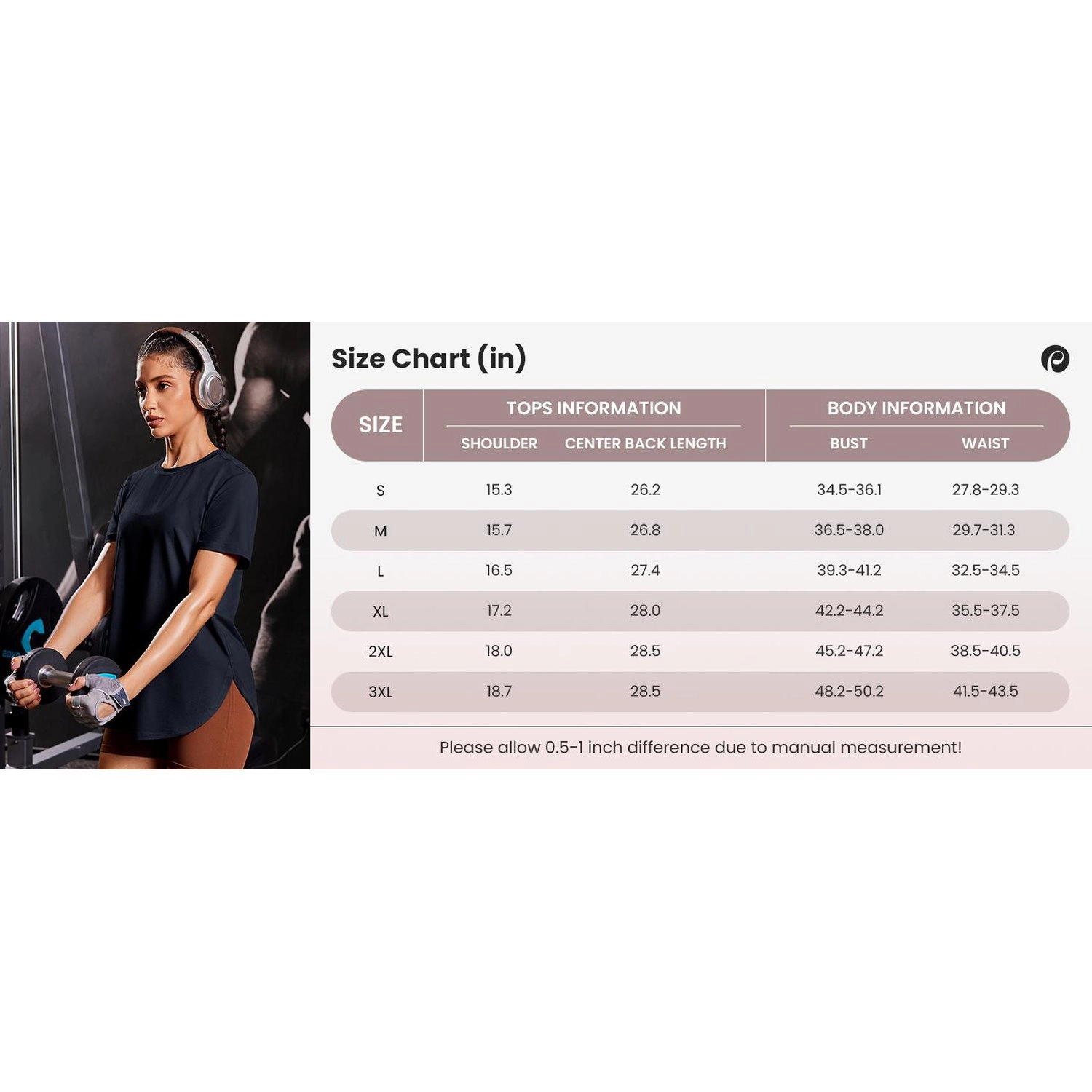 Pinspark Womens Solid Short Sleeve Tee Crew Neck Curved Hem Loose Casual Workout Tops