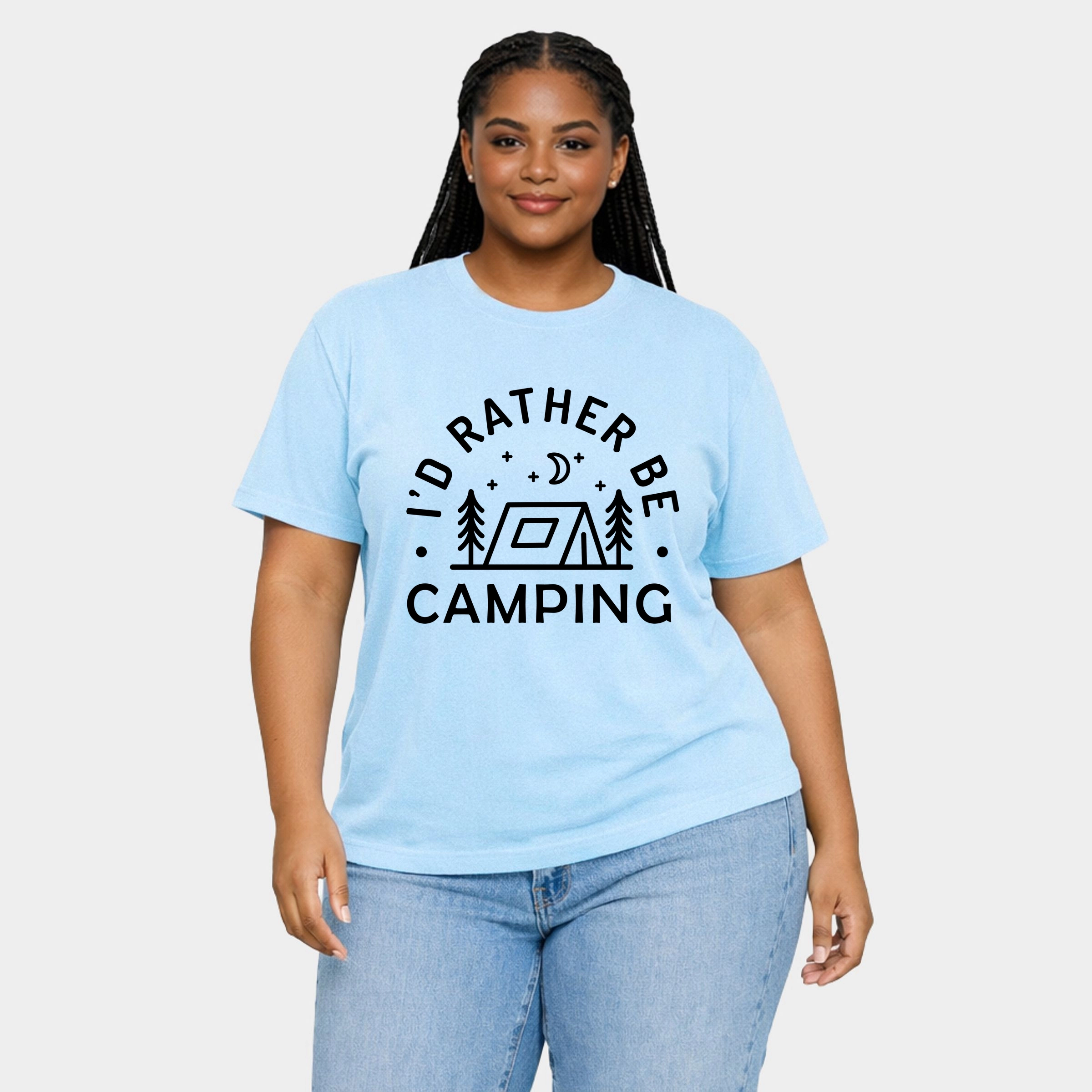 Simply Sage Market - I'd Rather Be Camping Tent Women's Plus Sized Garment Dyed Graphic T-Shirt
